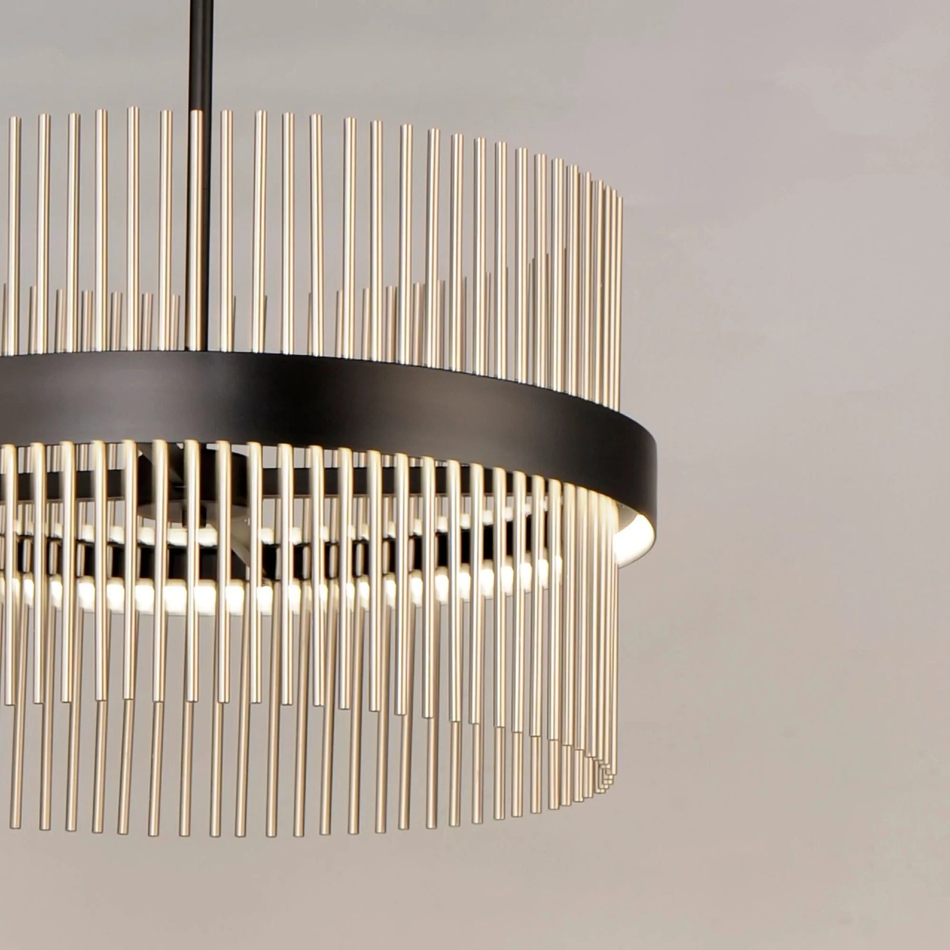 ET2 Lighting - Chimes WiZ 24" LED Pendant, Black & Satin Nickel Finish | Bees Lighting