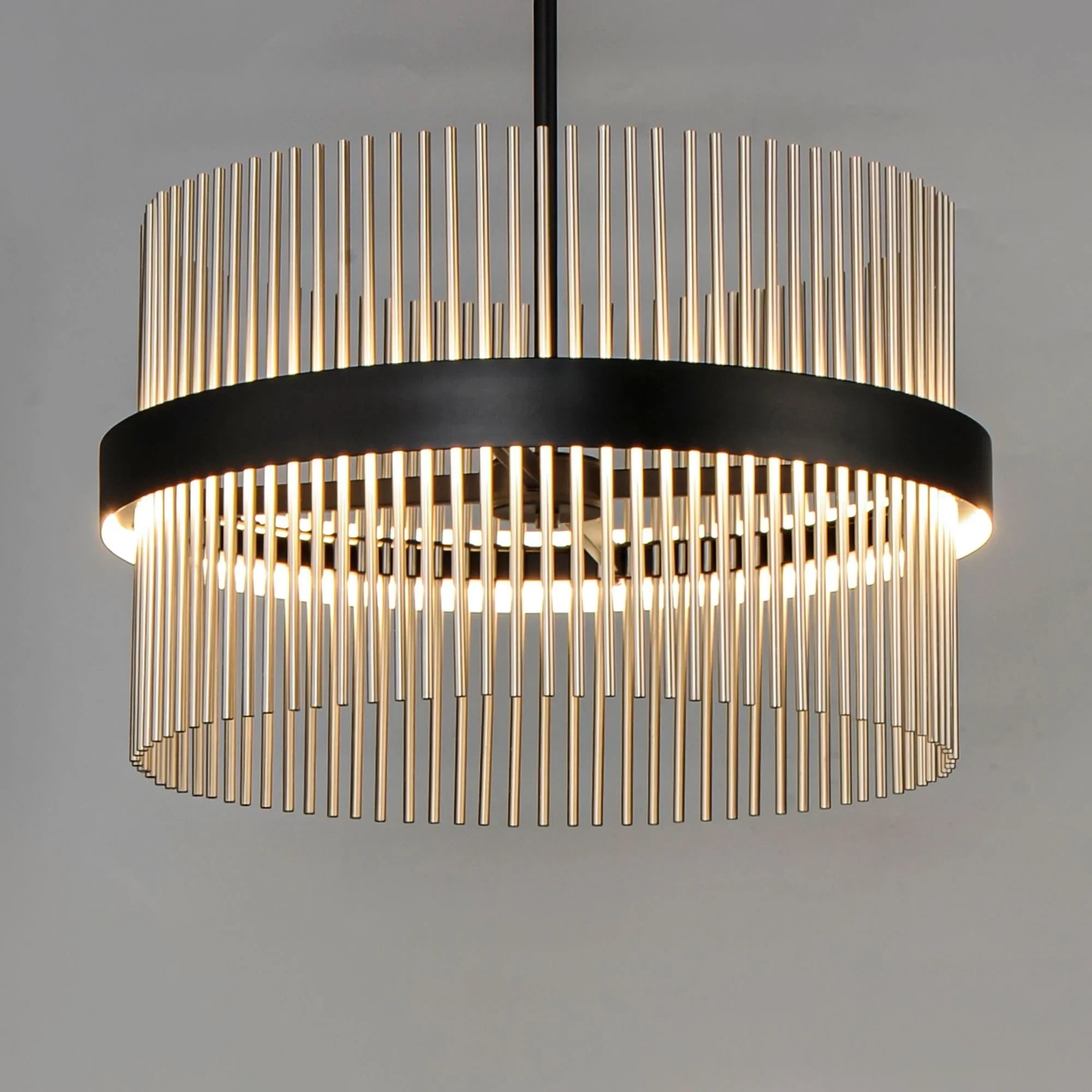 ET2 Lighting - Chimes WiZ 24" LED Pendant, Black & Satin Nickel Finish | Bees Lighting