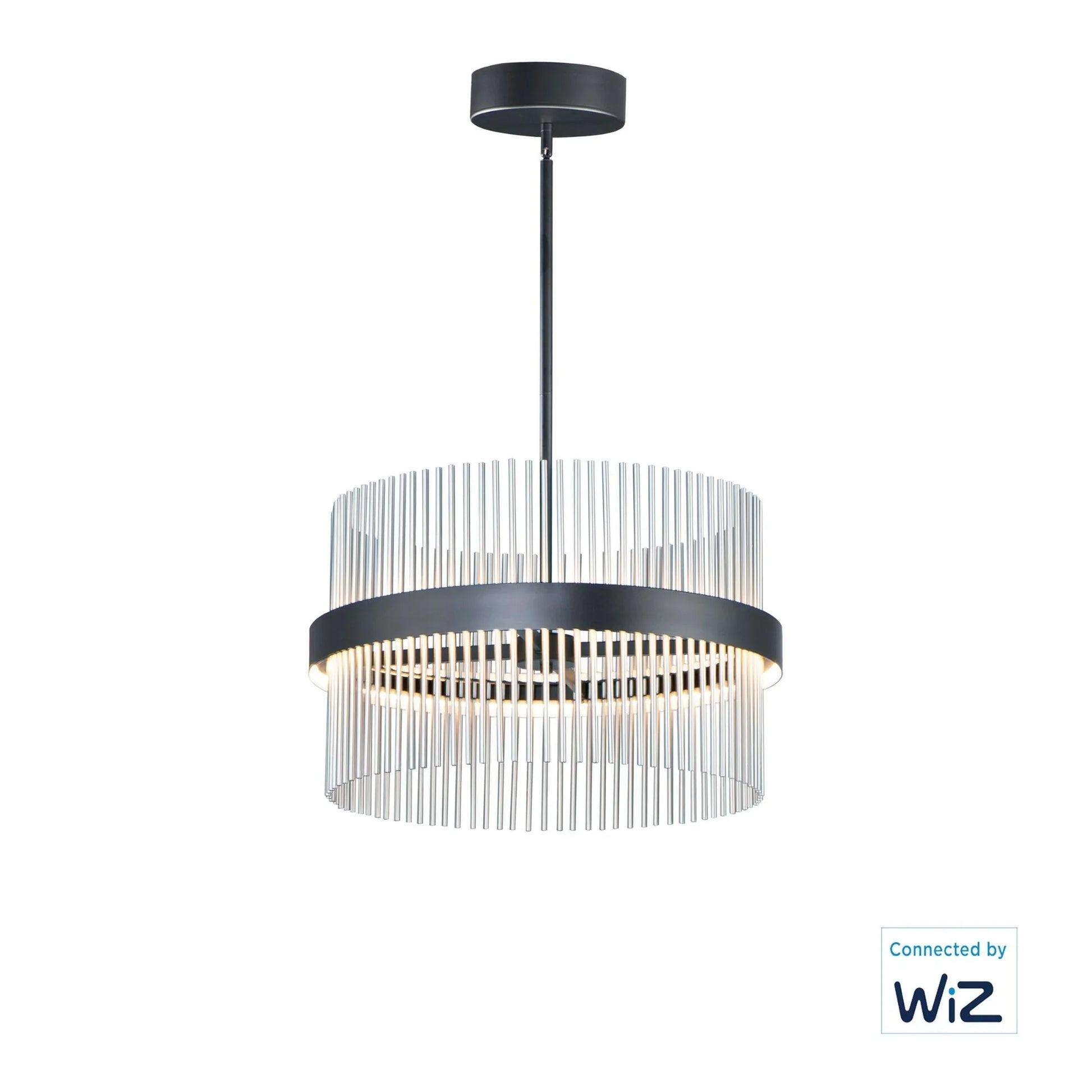ET2 Lighting - Chimes WiZ 24" LED Pendant, Black & Satin Nickel Finish | Bees Lighting