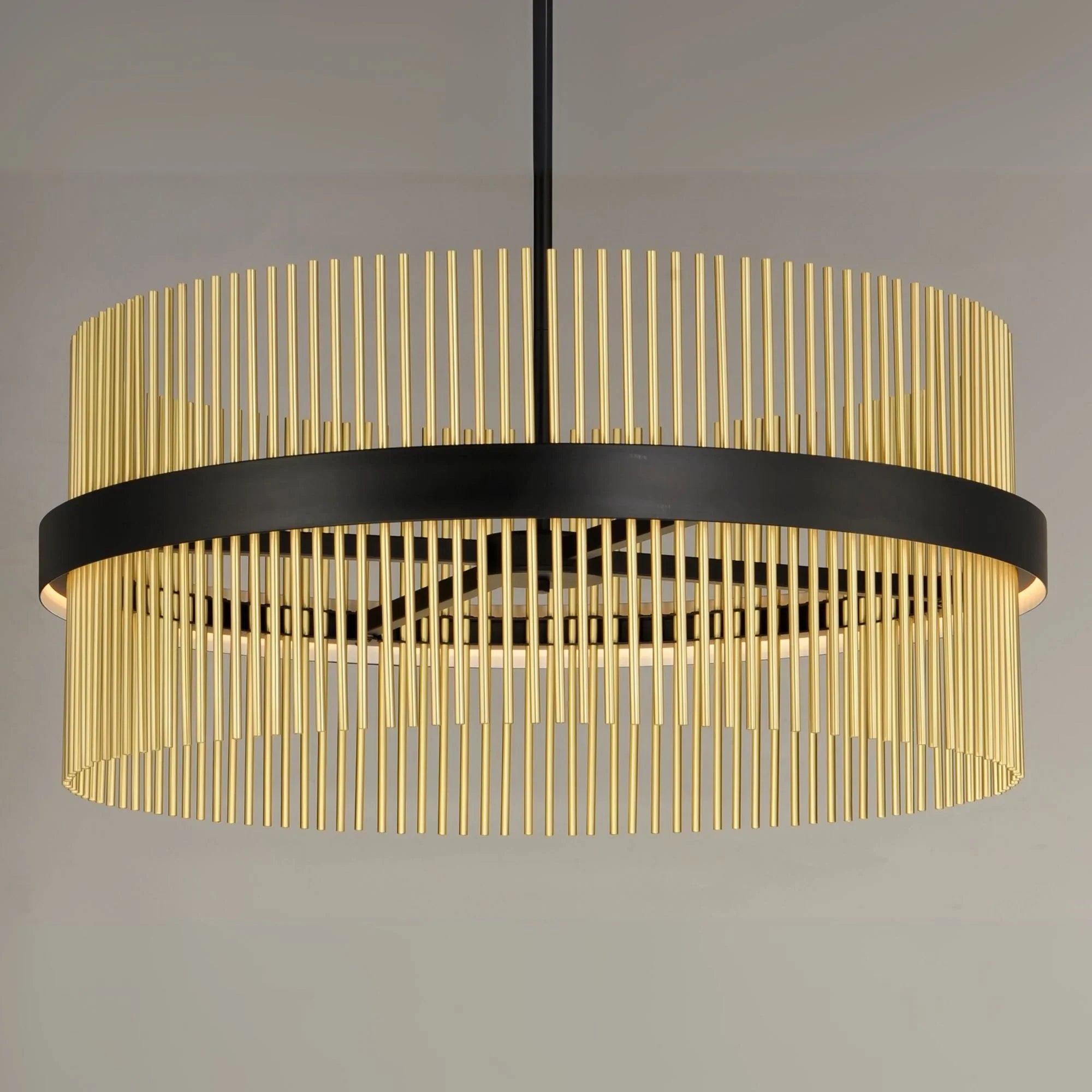 Chimes WiZ 34" LED Pendant, Black & Satin Brass Finish