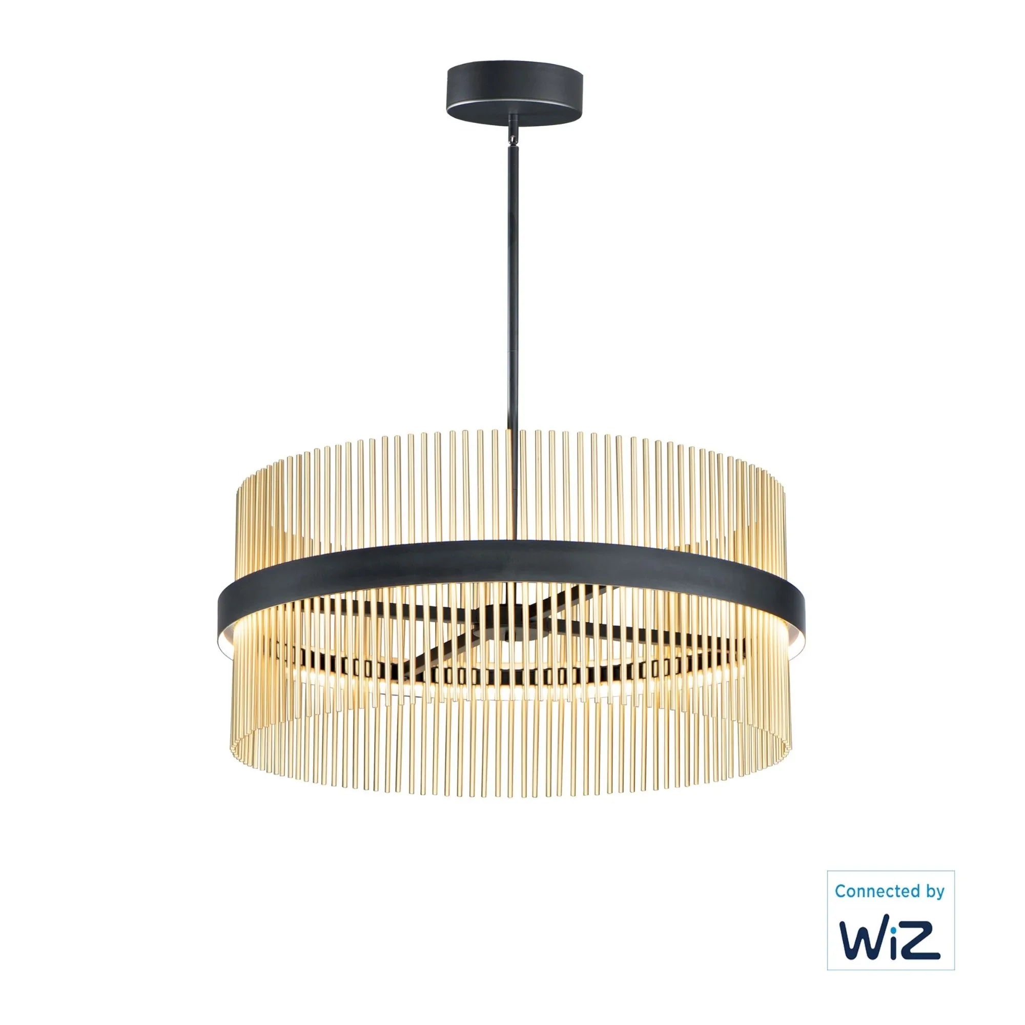 Chimes WiZ 34" LED Pendant, Black & Satin Brass Finish