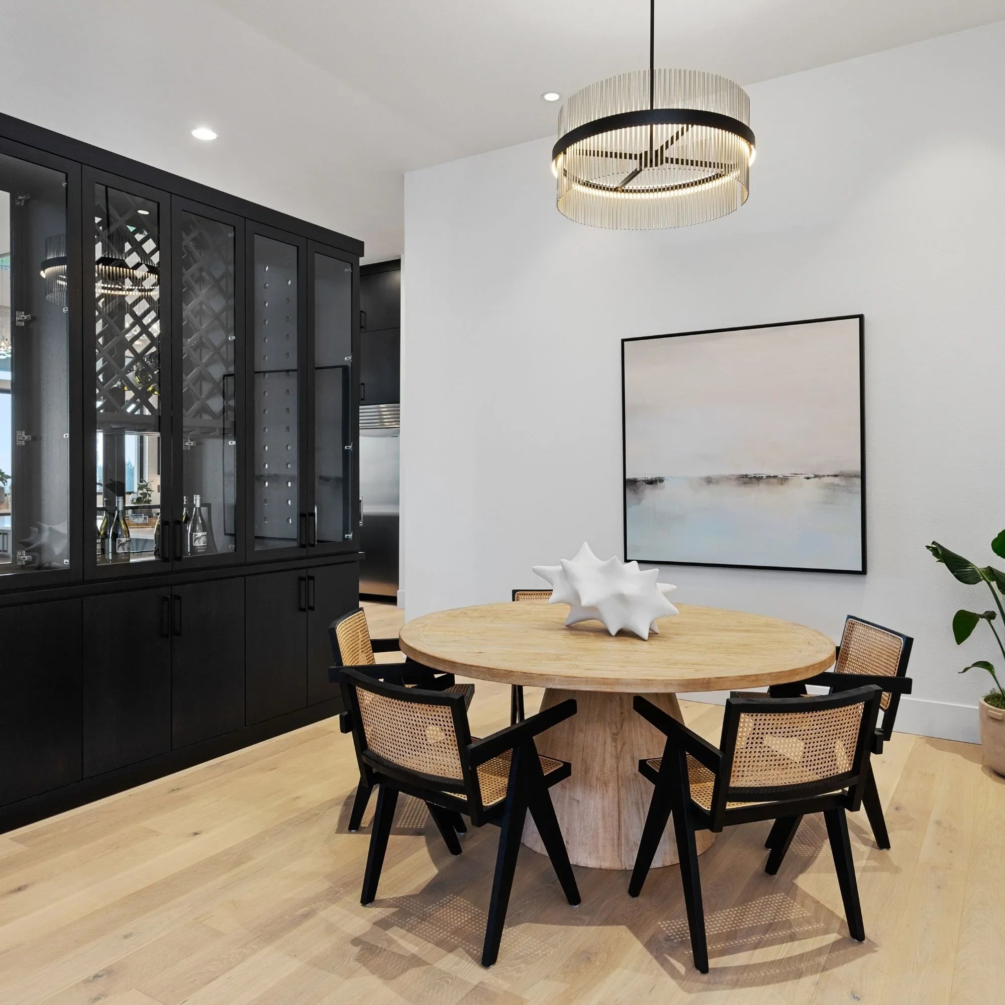 Chimes WiZ 34" LED Pendant, Black & Satin Nickel Finish