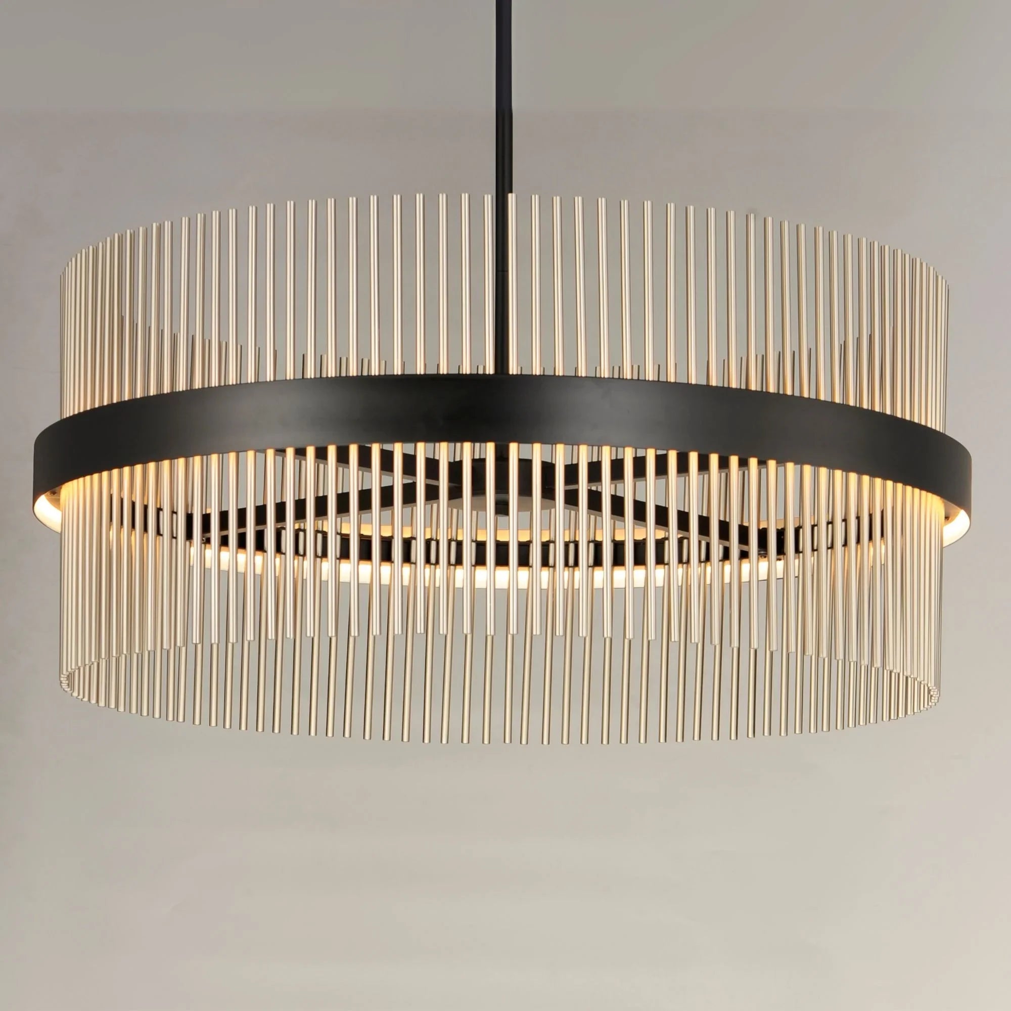 Chimes WiZ 34" LED Pendant, Black & Satin Nickel Finish