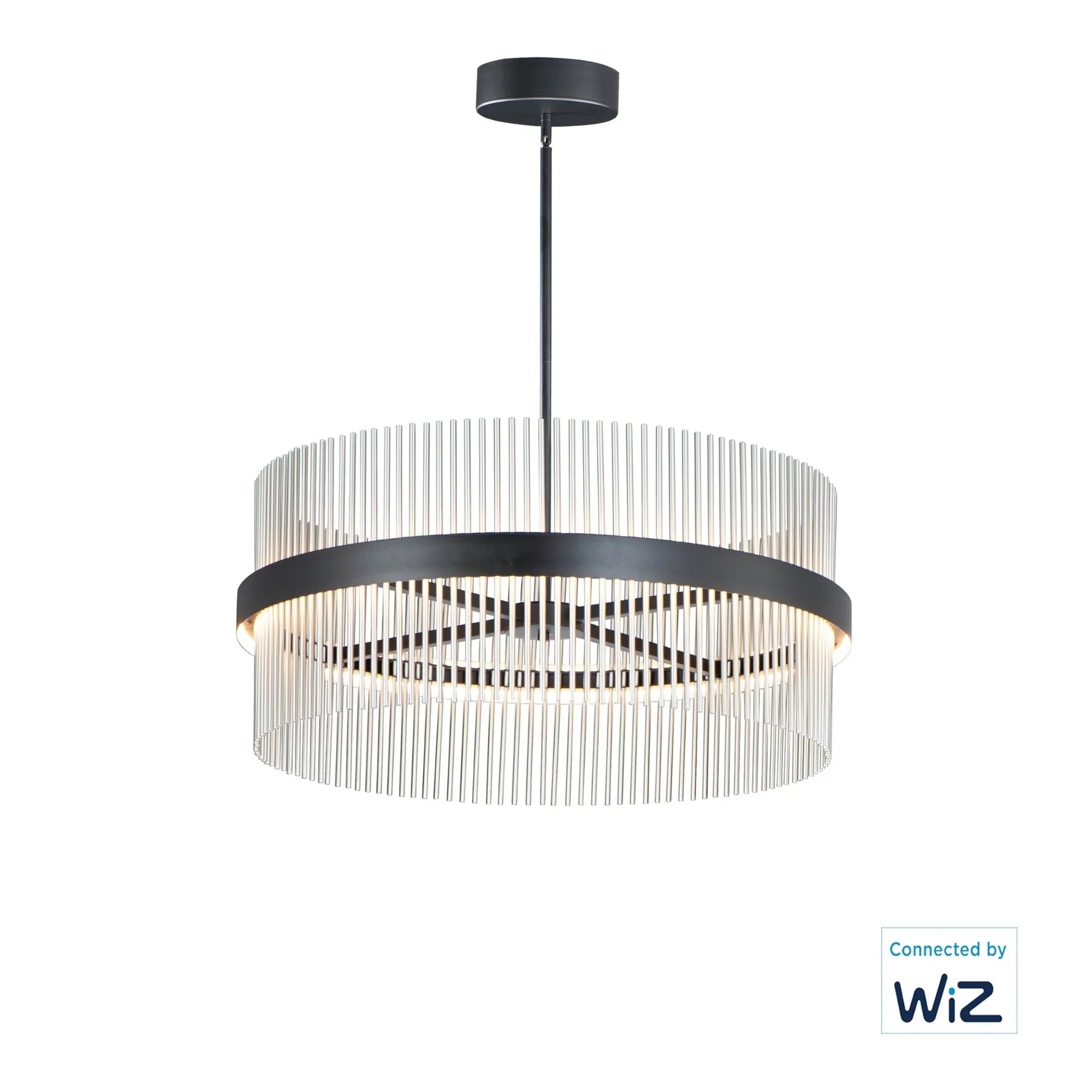 Chimes WiZ 34" LED Pendant, Black & Satin Nickel Finish
