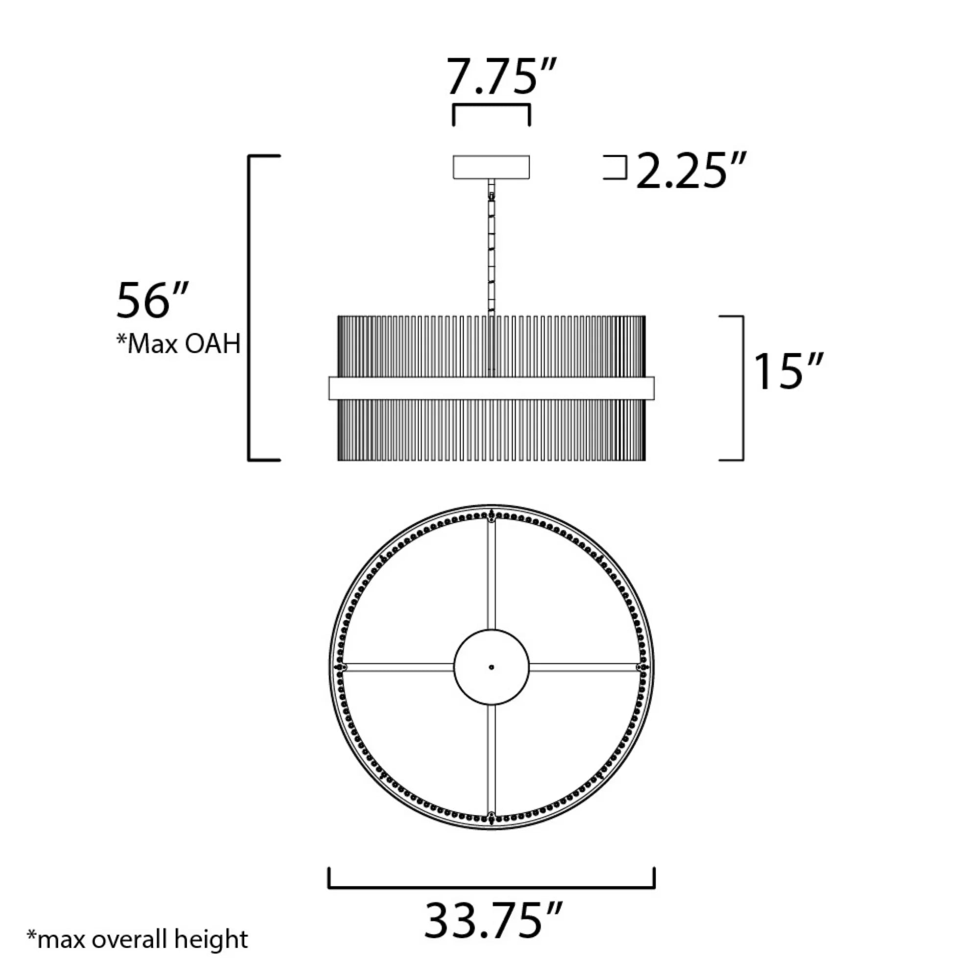 Chimes WiZ 34" LED Pendant, Black & Satin Nickel Finish