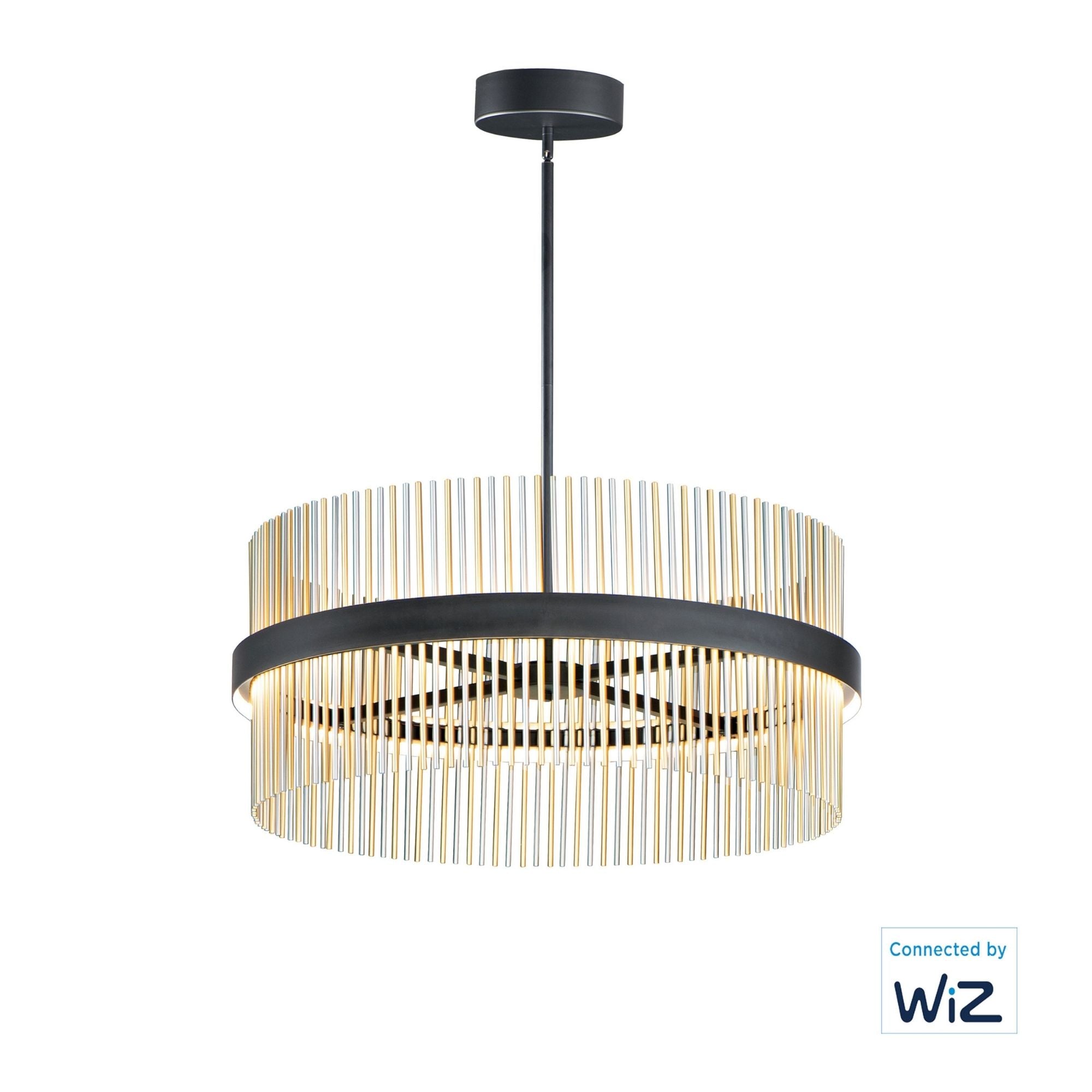 Chimes WiZ 34" LED Pendant, Black, Satin Nickel & Satin Brass Finish
