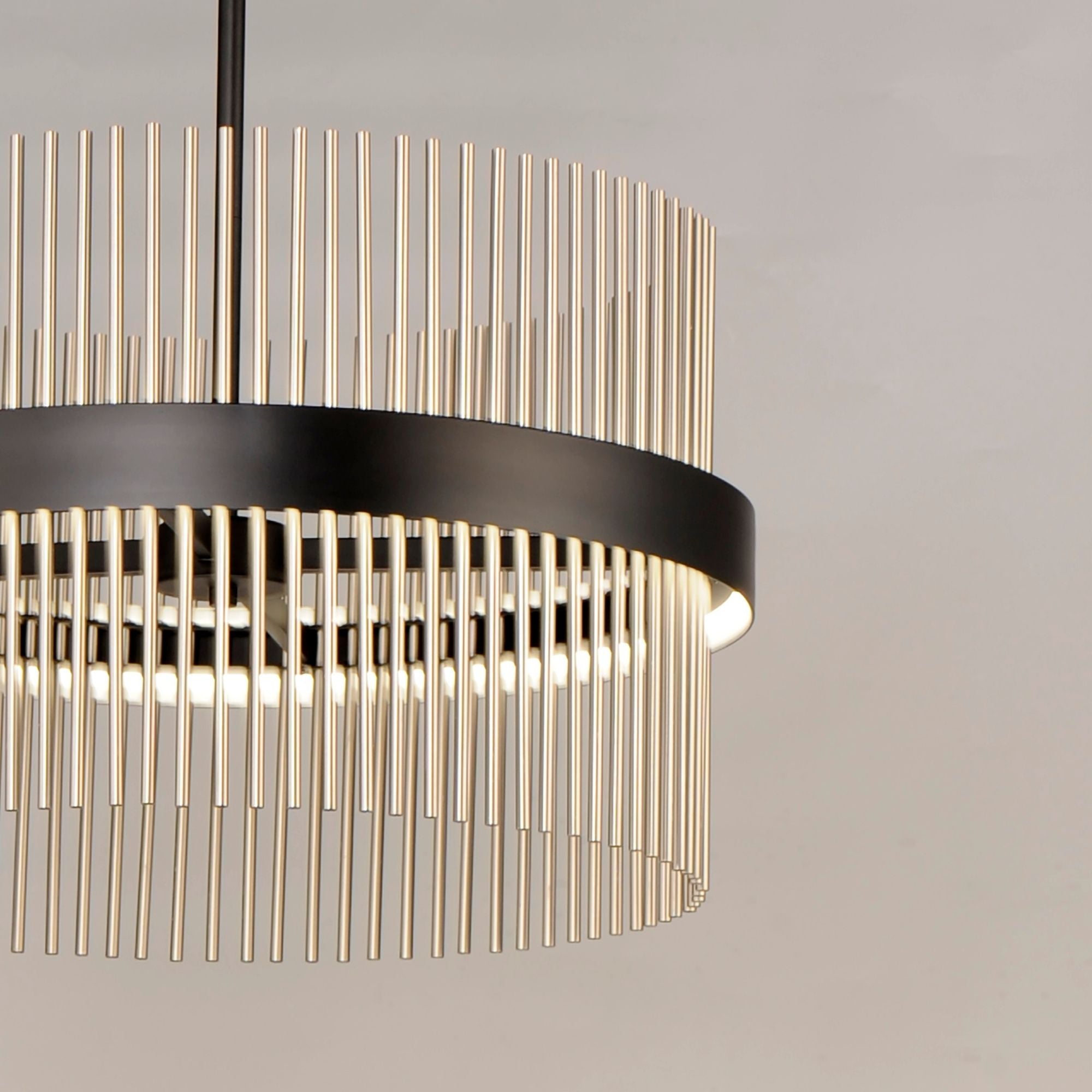 Chimes 5CCT 24" LED Pendant, Black & Satin Nickel Finish