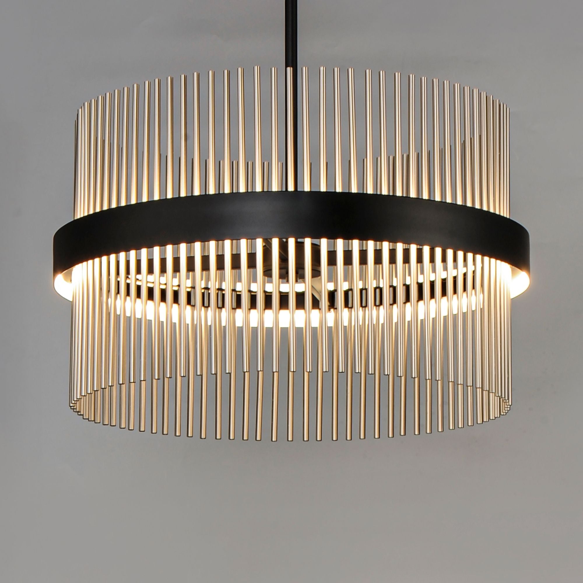 Chimes 5CCT 24" LED Pendant, Black & Satin Nickel Finish