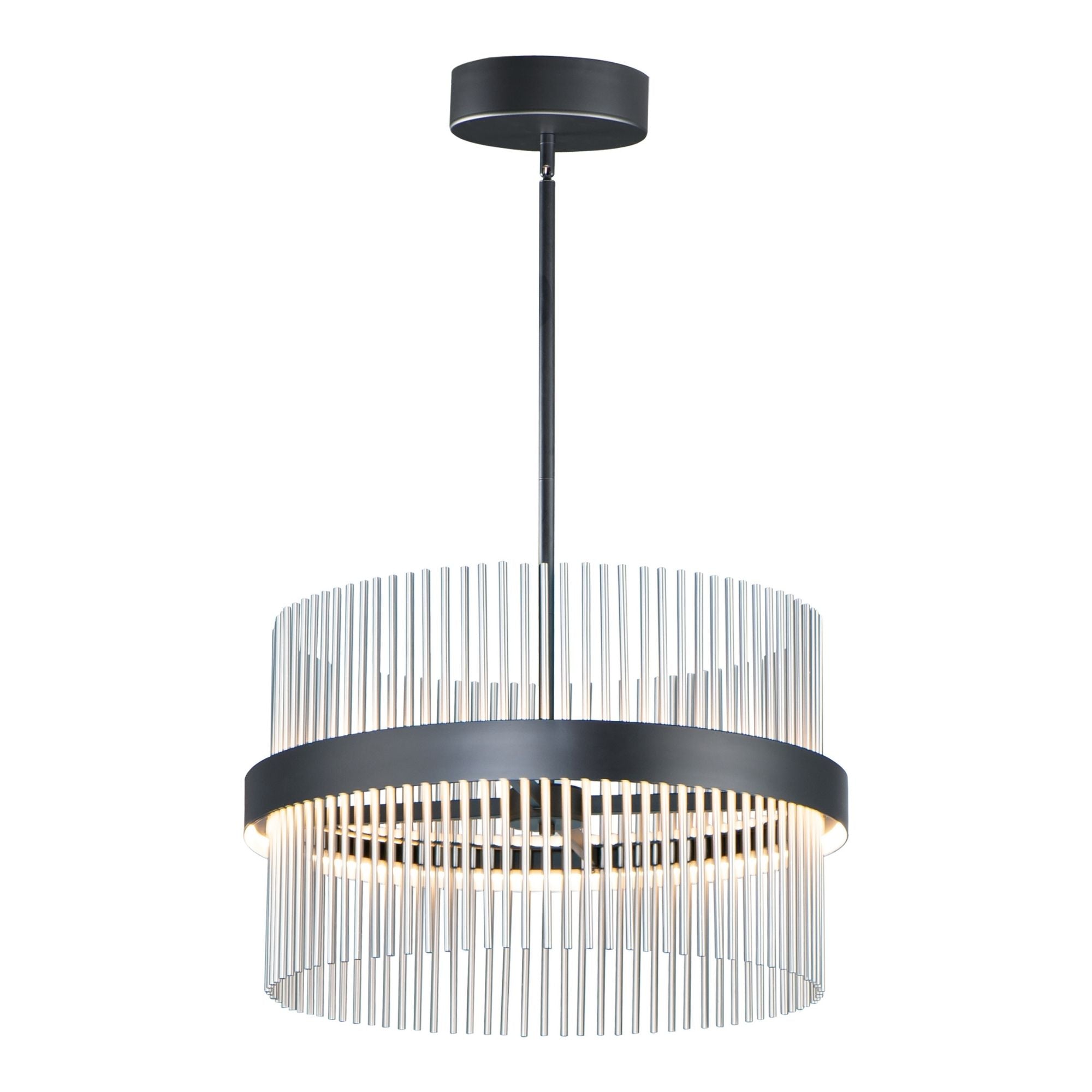 Chimes 5CCT 24" LED Pendant, Black & Satin Nickel Finish