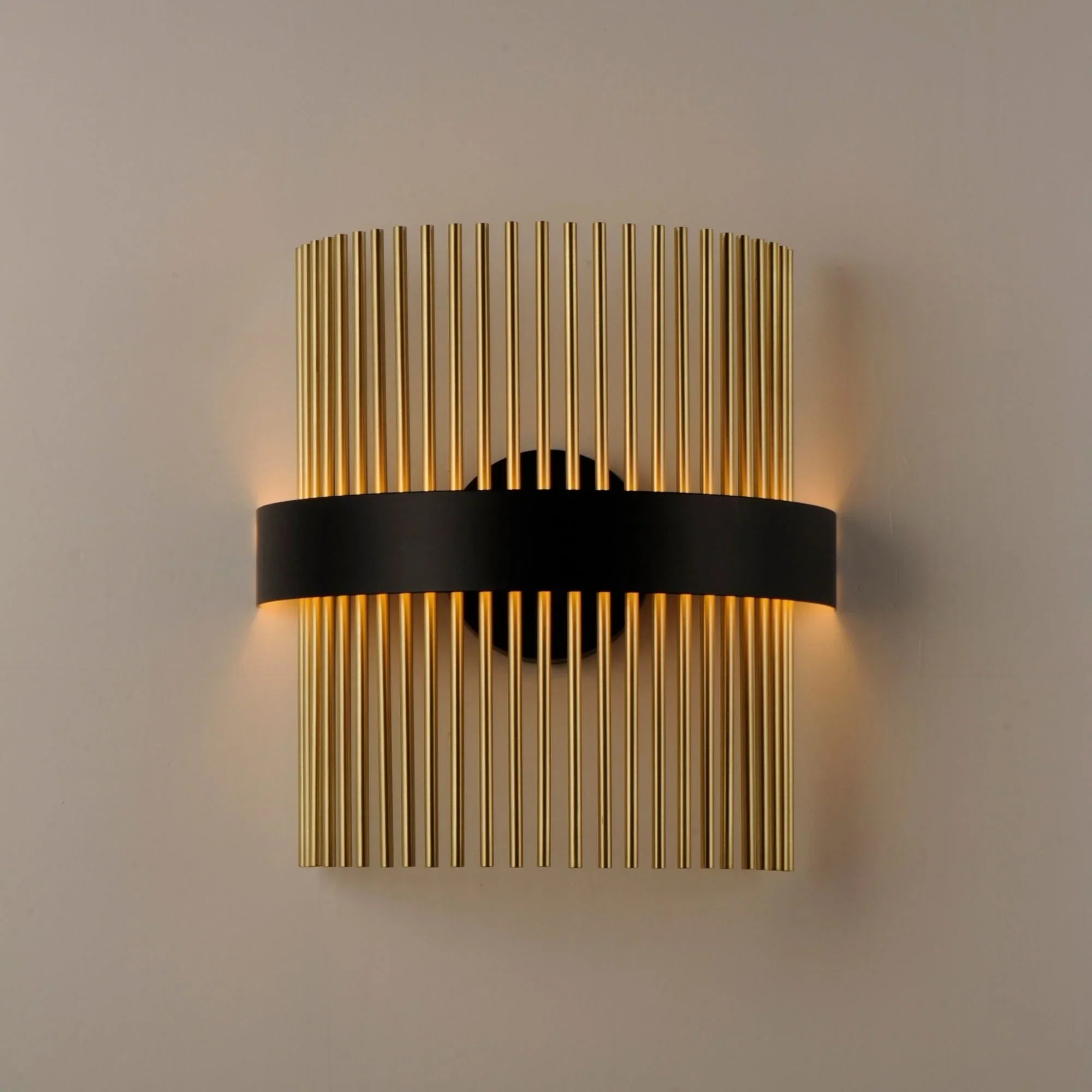 ET2 Lighting - Chimes WiZ 15" LED Wall Sconce, Black & Satin Brass Finish | Bees Lighting