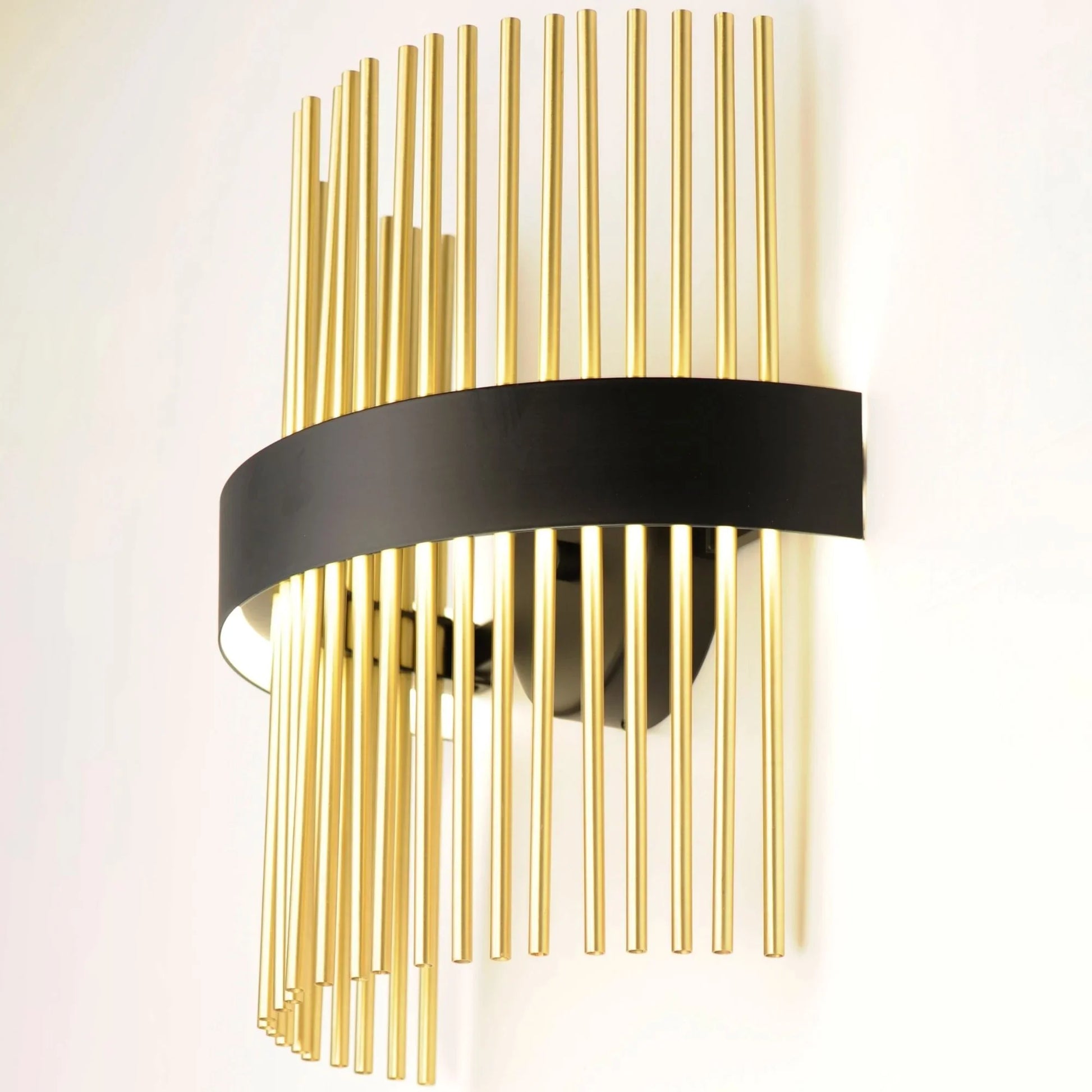 ET2 Lighting - Chimes WiZ 15" LED Wall Sconce, Black & Satin Brass Finish | Bees Lighting