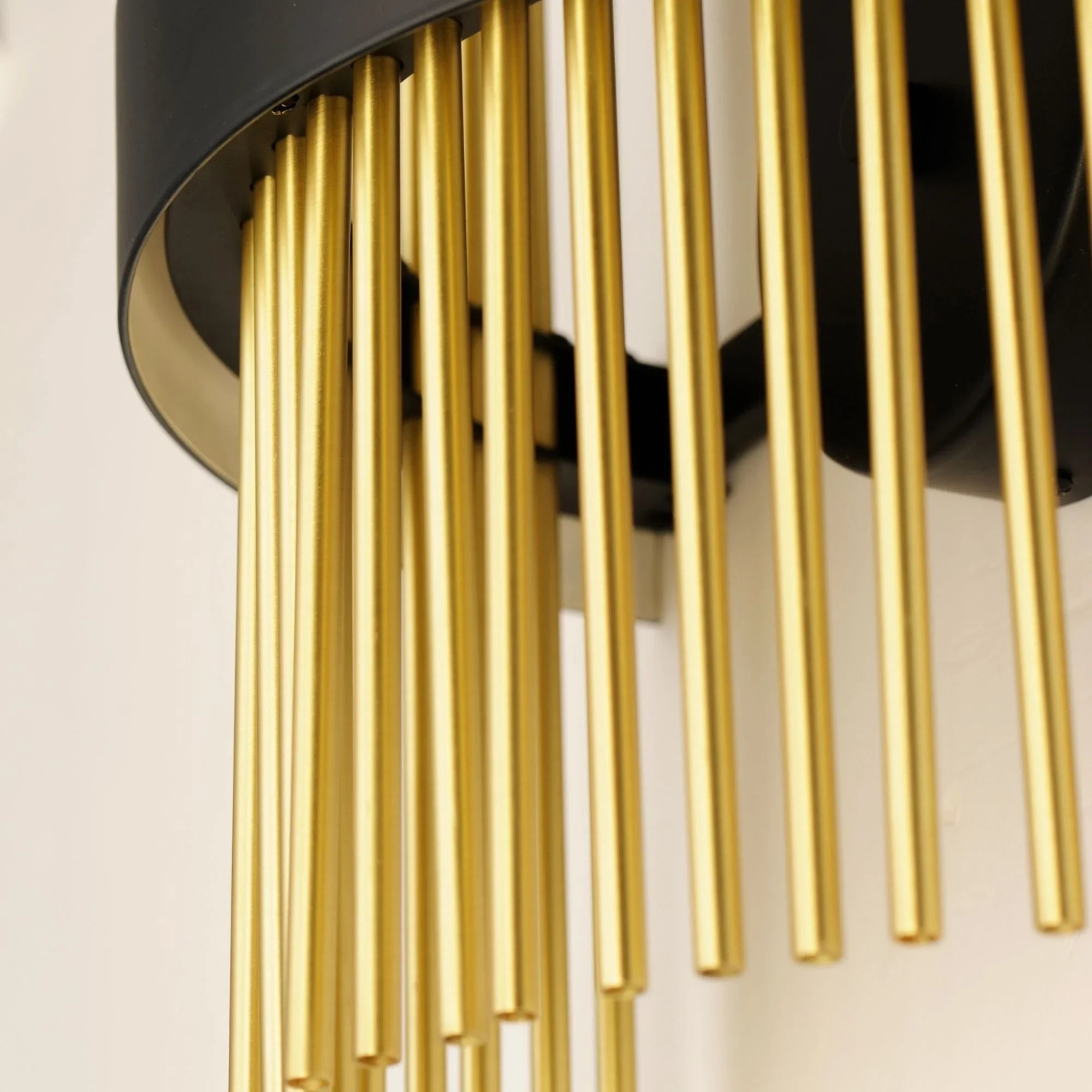 ET2 Lighting - Chimes WiZ 15" LED Wall Sconce, Black & Satin Brass Finish | Bees Lighting