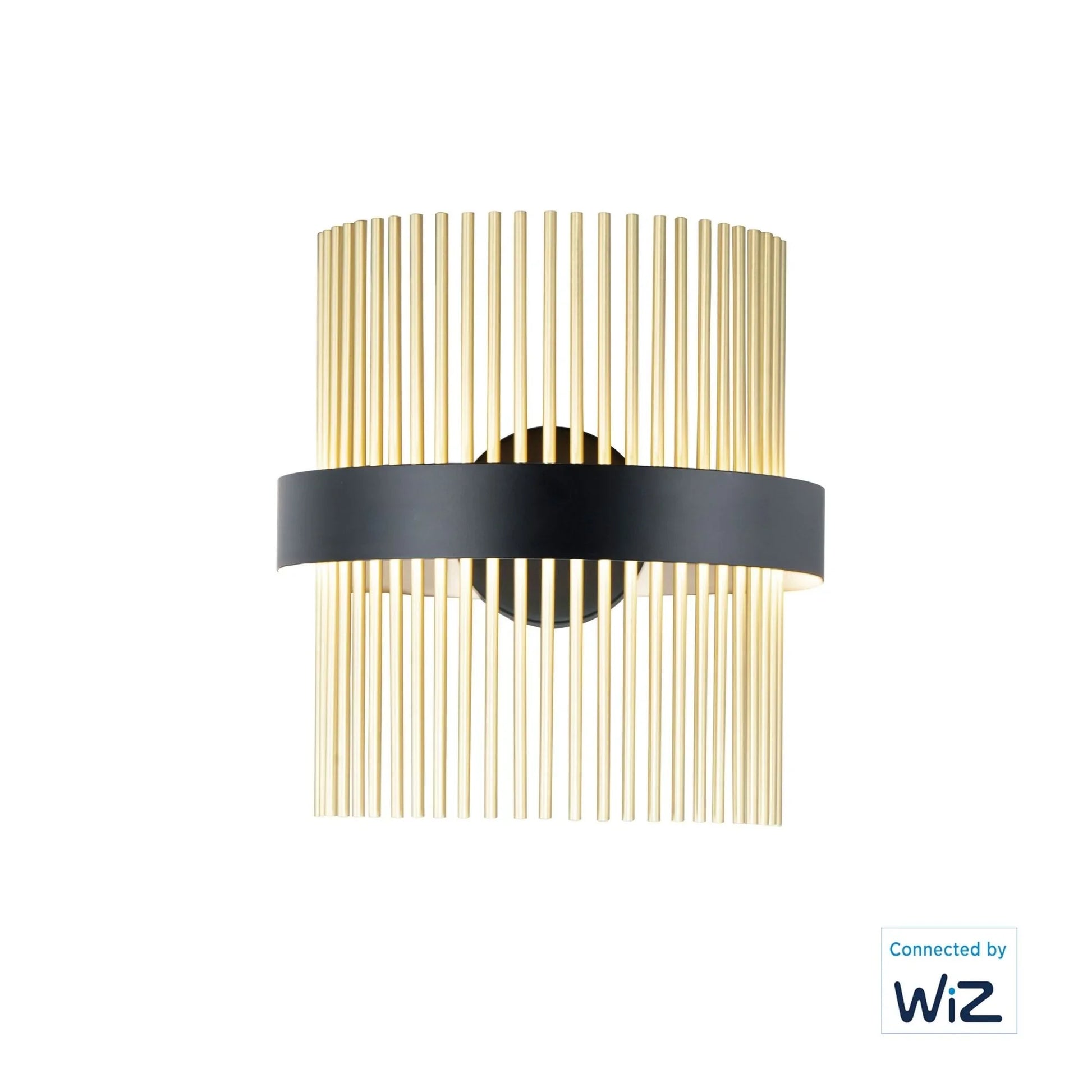 ET2 Lighting - Chimes WiZ 15" LED Wall Sconce, Black & Satin Brass Finish | Bees Lighting