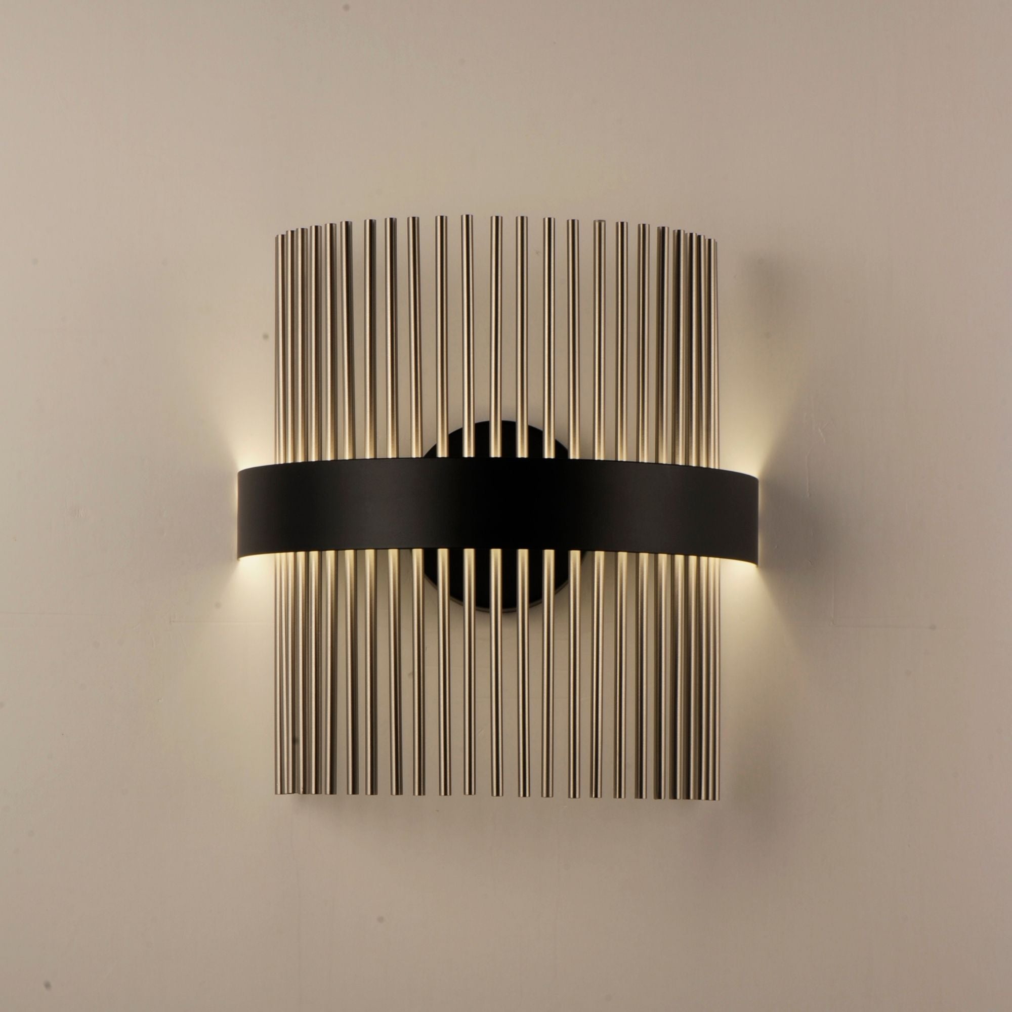 Chimes WiZ 15" LED Wall Sconce, Black & Satin Nickel Finish