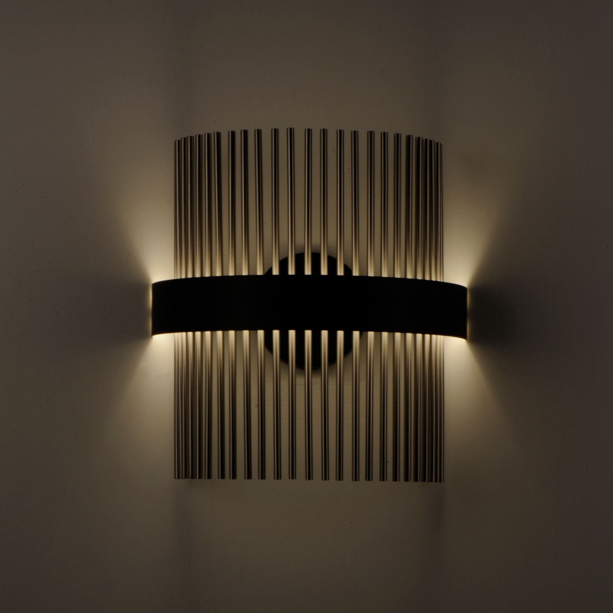 Chimes WiZ 15" LED Wall Sconce, Black & Satin Nickel Finish