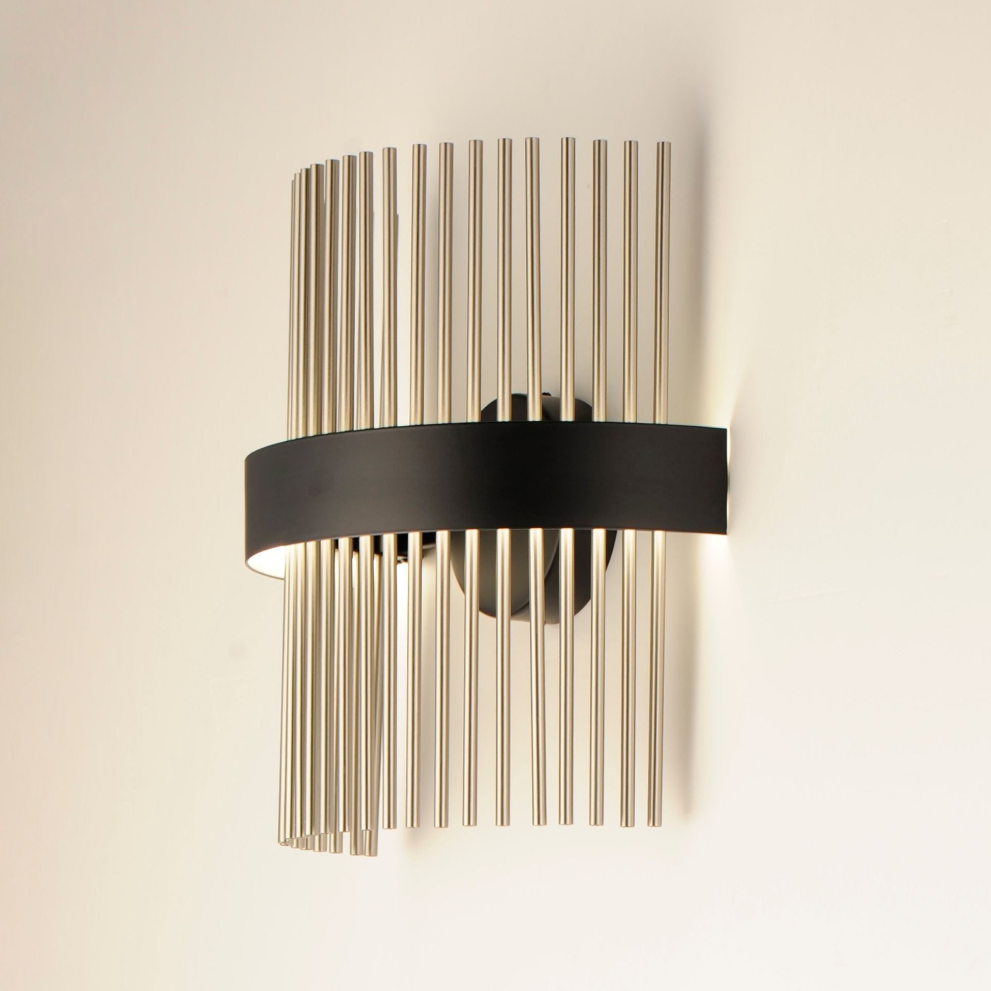 Chimes WiZ 15" LED Wall Sconce, Black & Satin Nickel Finish