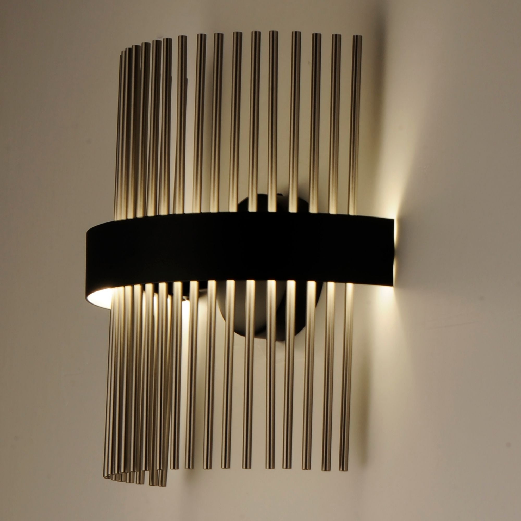 Chimes WiZ 15" LED Wall Sconce, Black & Satin Nickel Finish