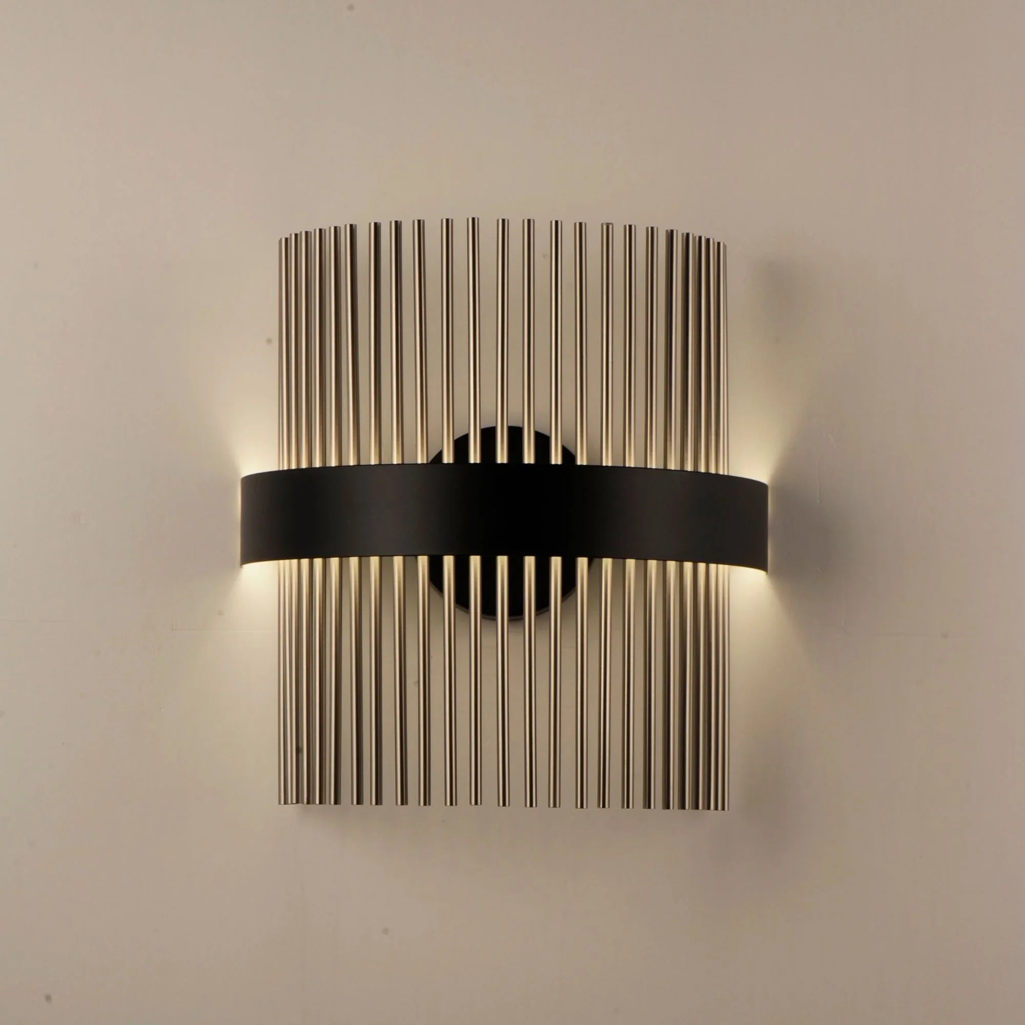 ET2 Lighting - Chimes WiZ 15" LED Wall Sconce, Black & Satin Nickel Finish | Bees Lighting