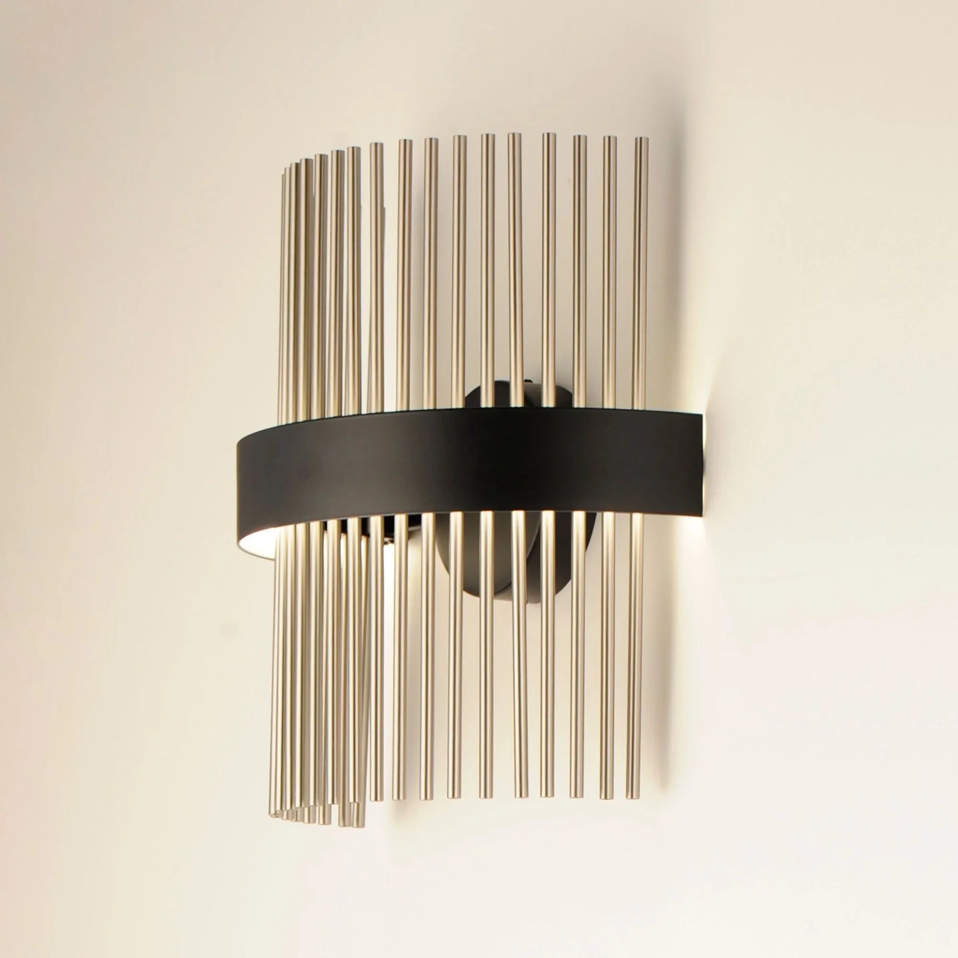 ET2 Lighting - Chimes WiZ 15" LED Wall Sconce, Black & Satin Nickel Finish | Bees Lighting