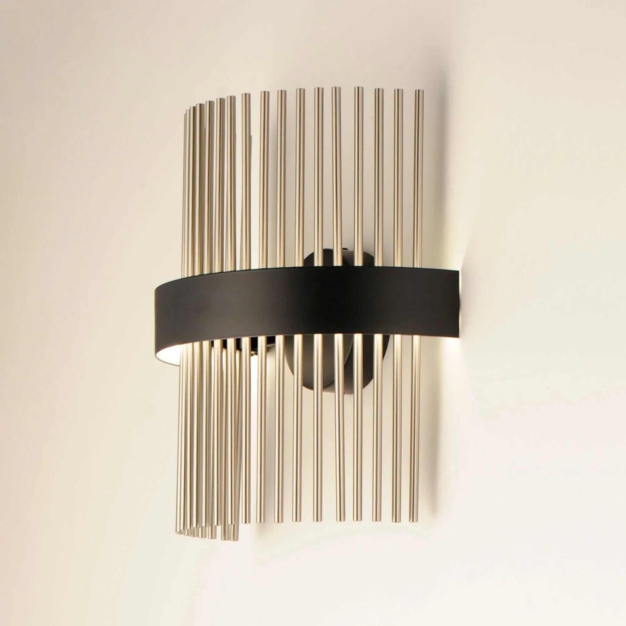 ET2 Lighting - Chimes WiZ 15" LED Wall Sconce, Black & Satin Nickel Finish | Bees Lighting