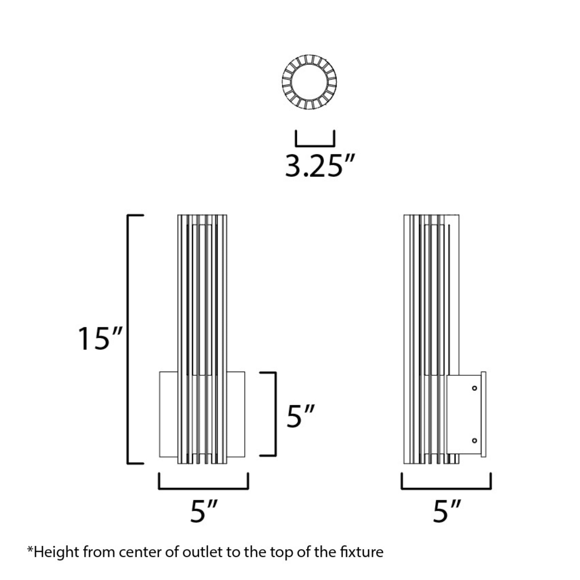 Citadel 15" LED Outdoor Wall Sconce, Black Finish