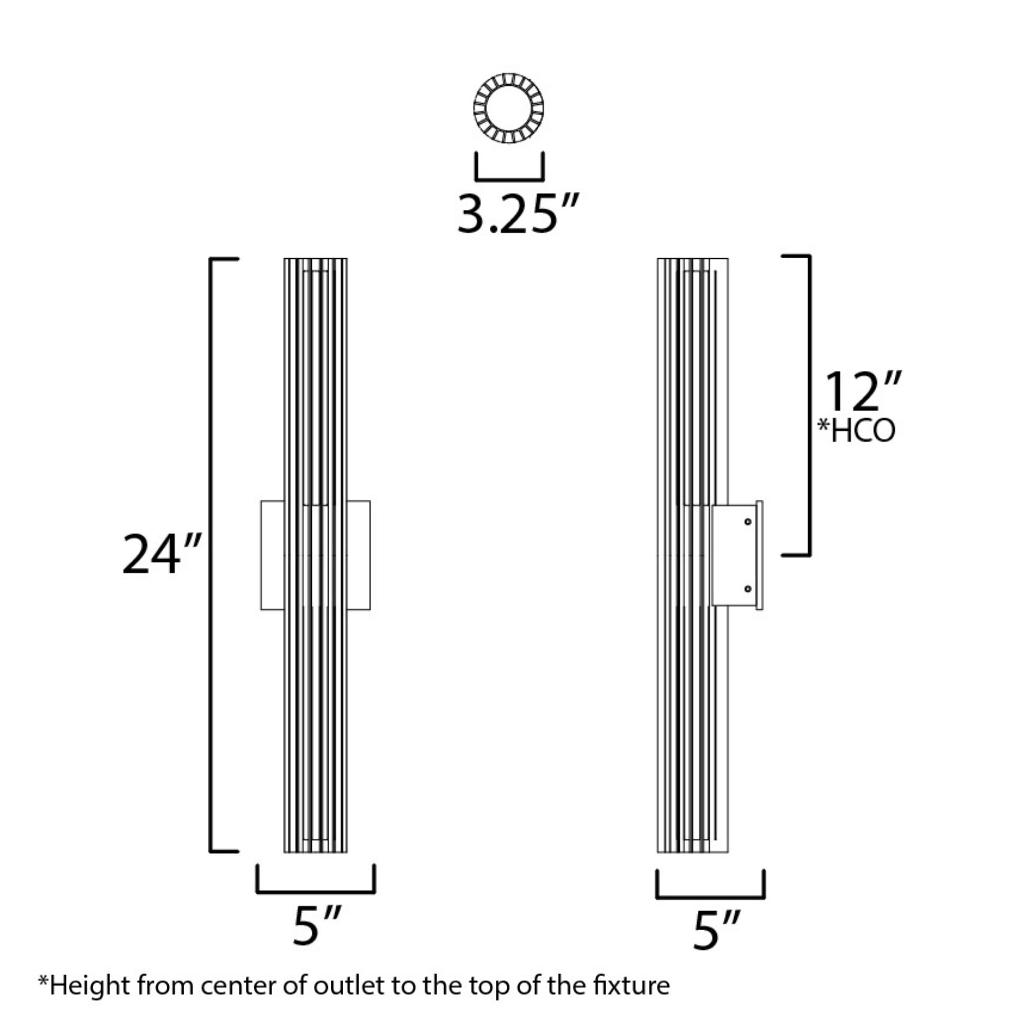 Citadel 24" LED Outdoor Wall Sconce, Black Finish