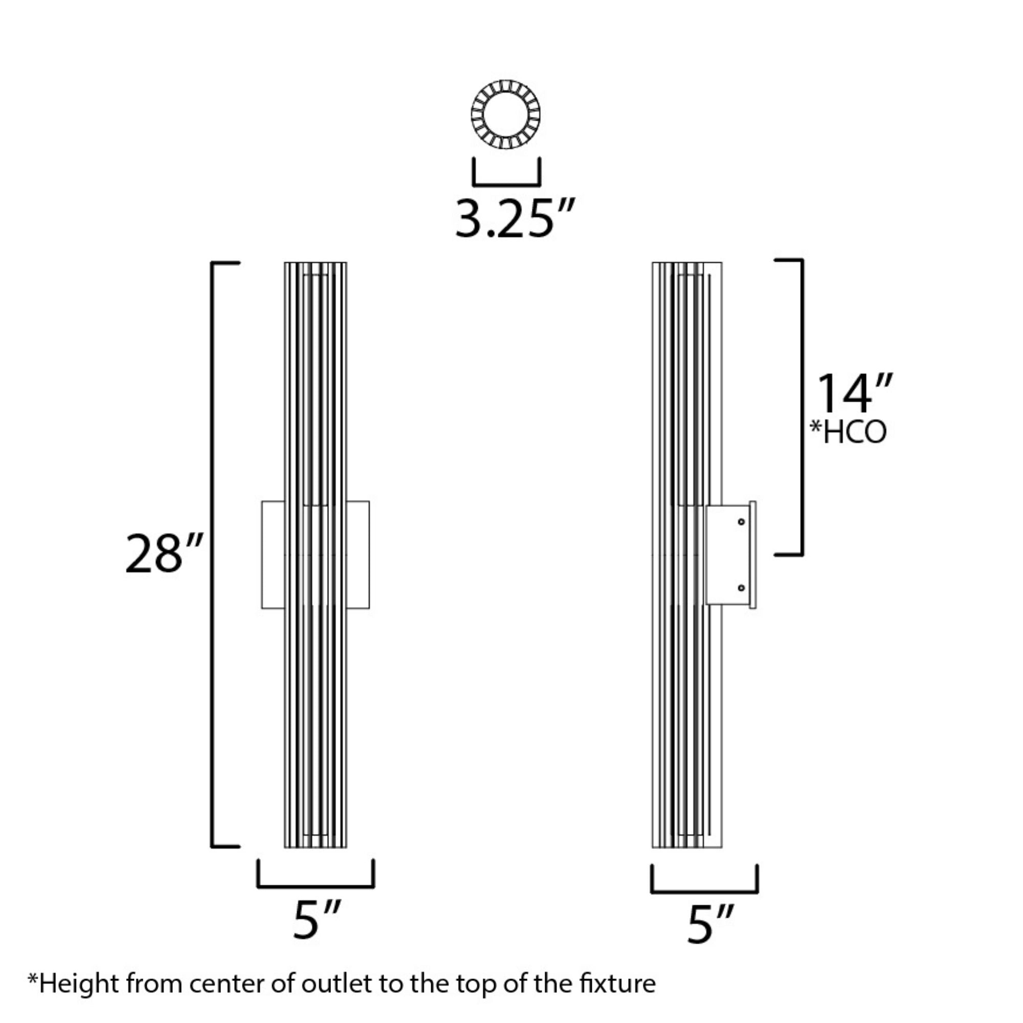 ET2 Lighting - Citadel 28" LED Outdoor Wall Sconce, Black Finish | Bees Lighting