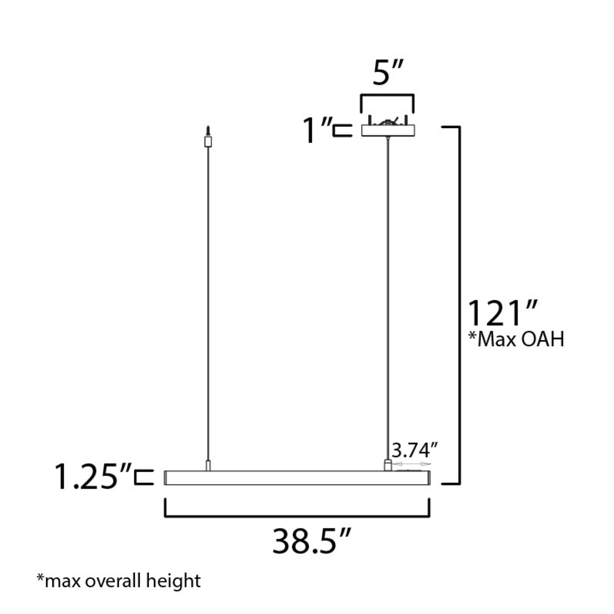 Continuum 39" LED Linear Pendant, Satin Aluminum Finish