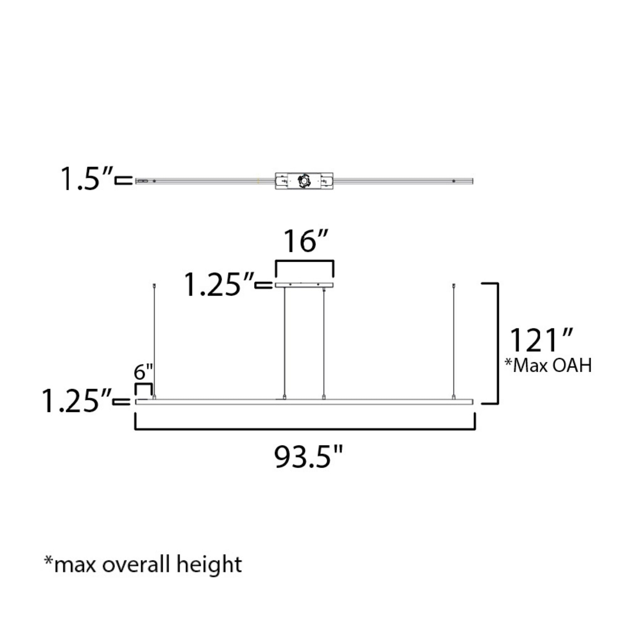 Continuum 94" LED Linear Pendant, Satin Aluminum Finish