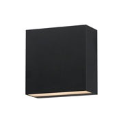Cubed 6" 2-Light LED Outdoor Wall Sconce, Black Finish