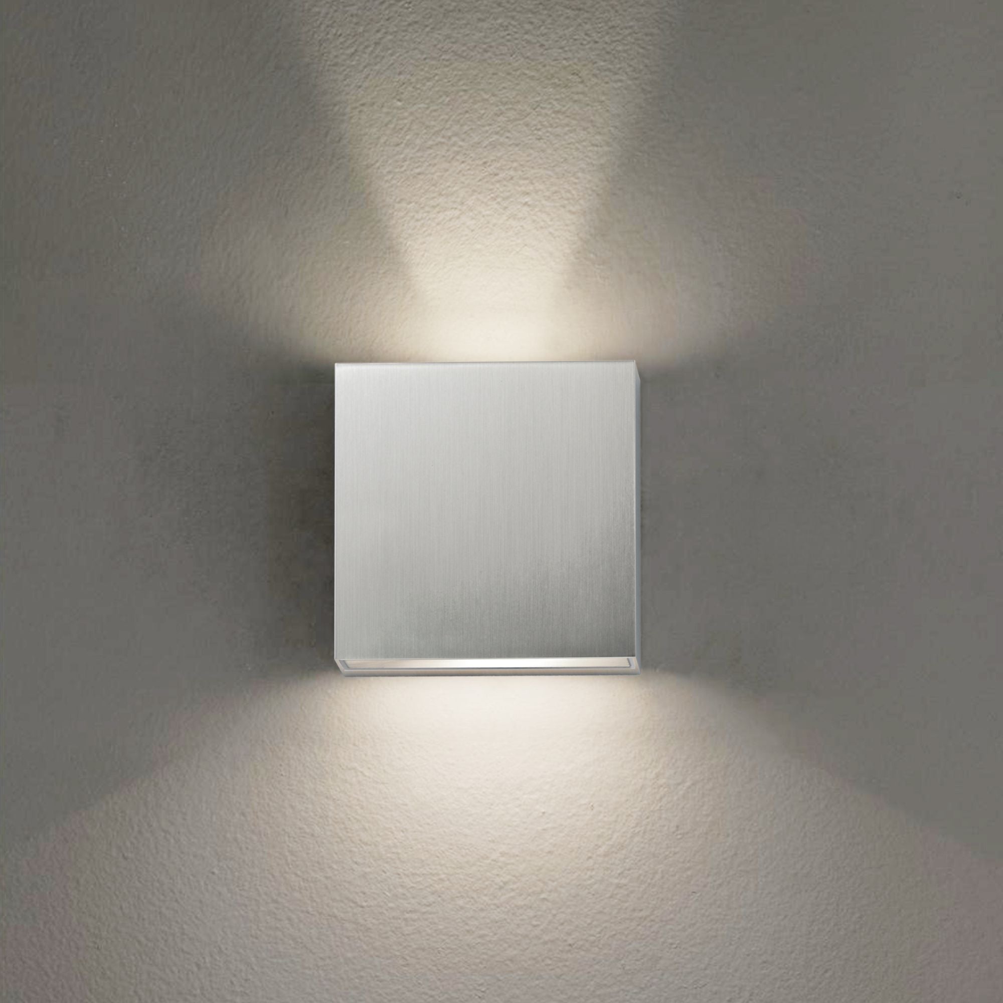 Cubed 6" 2-Light LED Outdoor Wall Sconce, Satin Aluminum Finish