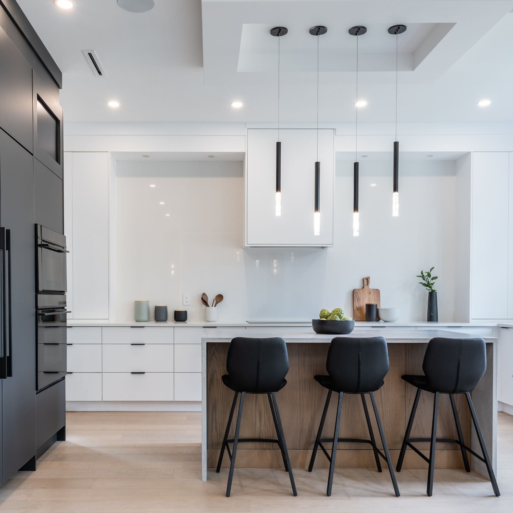 Diaphane 20" LED Mini Pendant, Black Finish