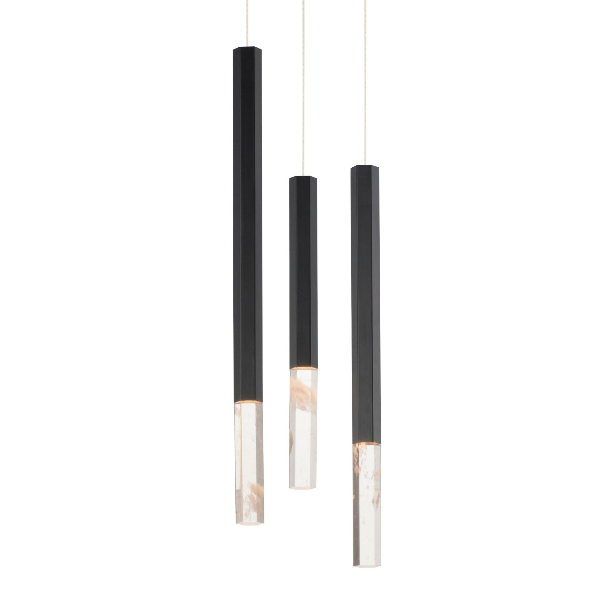 Diaphane 10" 3-Light LED Pendant, Black Finish