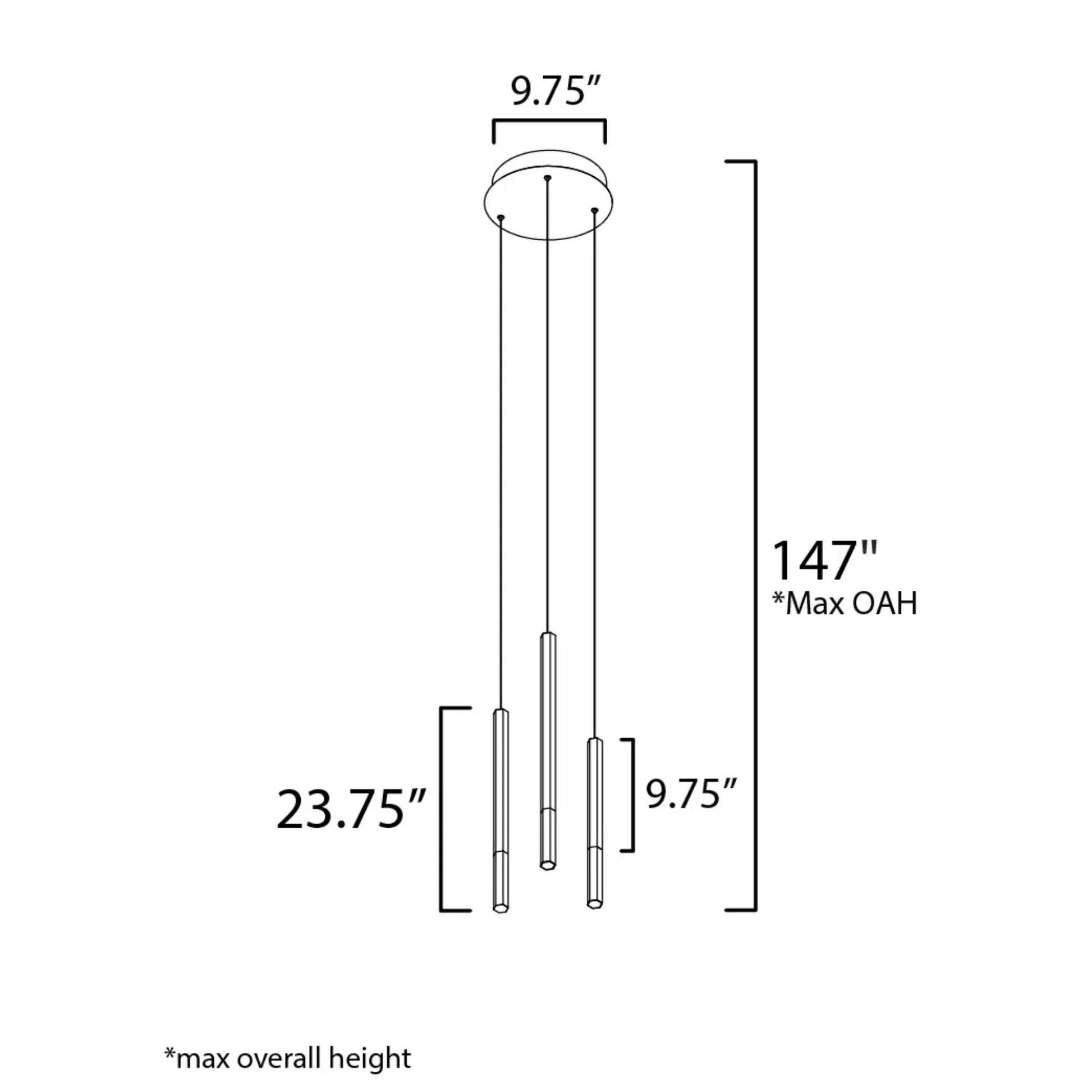 ET2 Lighting - Diaphane 10" 3-Light LED Pendant, Black Finish | Bees Lighting