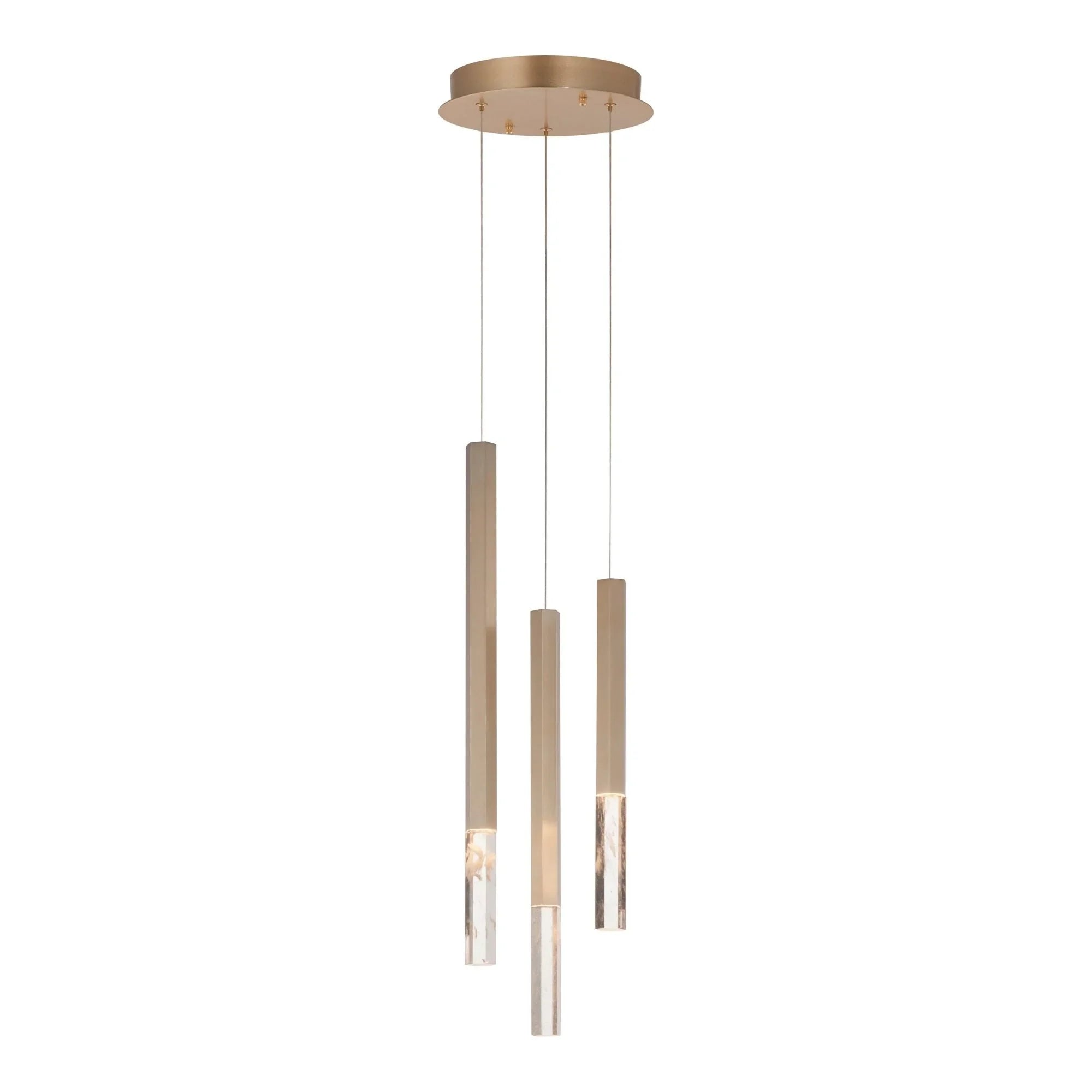 ET2 Lighting - Diaphane 10" 3-Light LED Pendant, Gold Finish | Bees Lighting