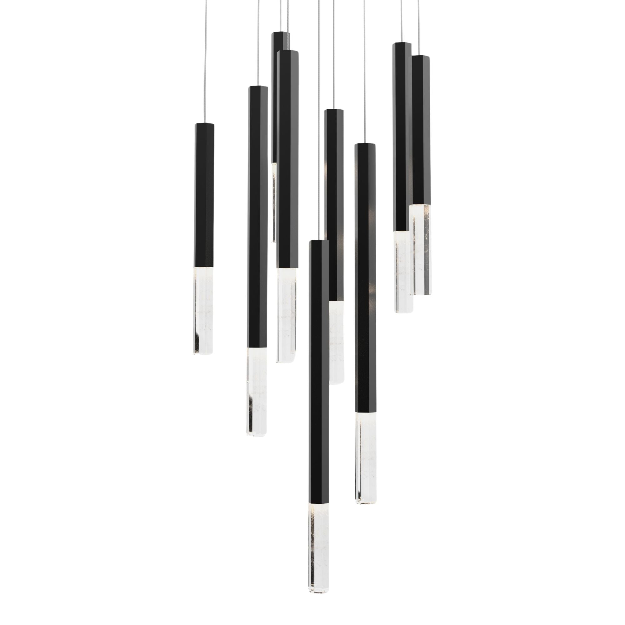 Diaphane 15" 9-Light LED Pendant, Black Finish
