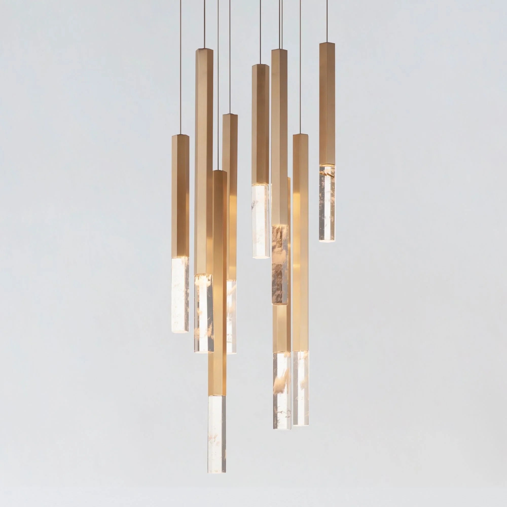 ET2 Lighting - Diaphane 15" 9-Light LED Pendant, Gold Finish | Bees Lighting