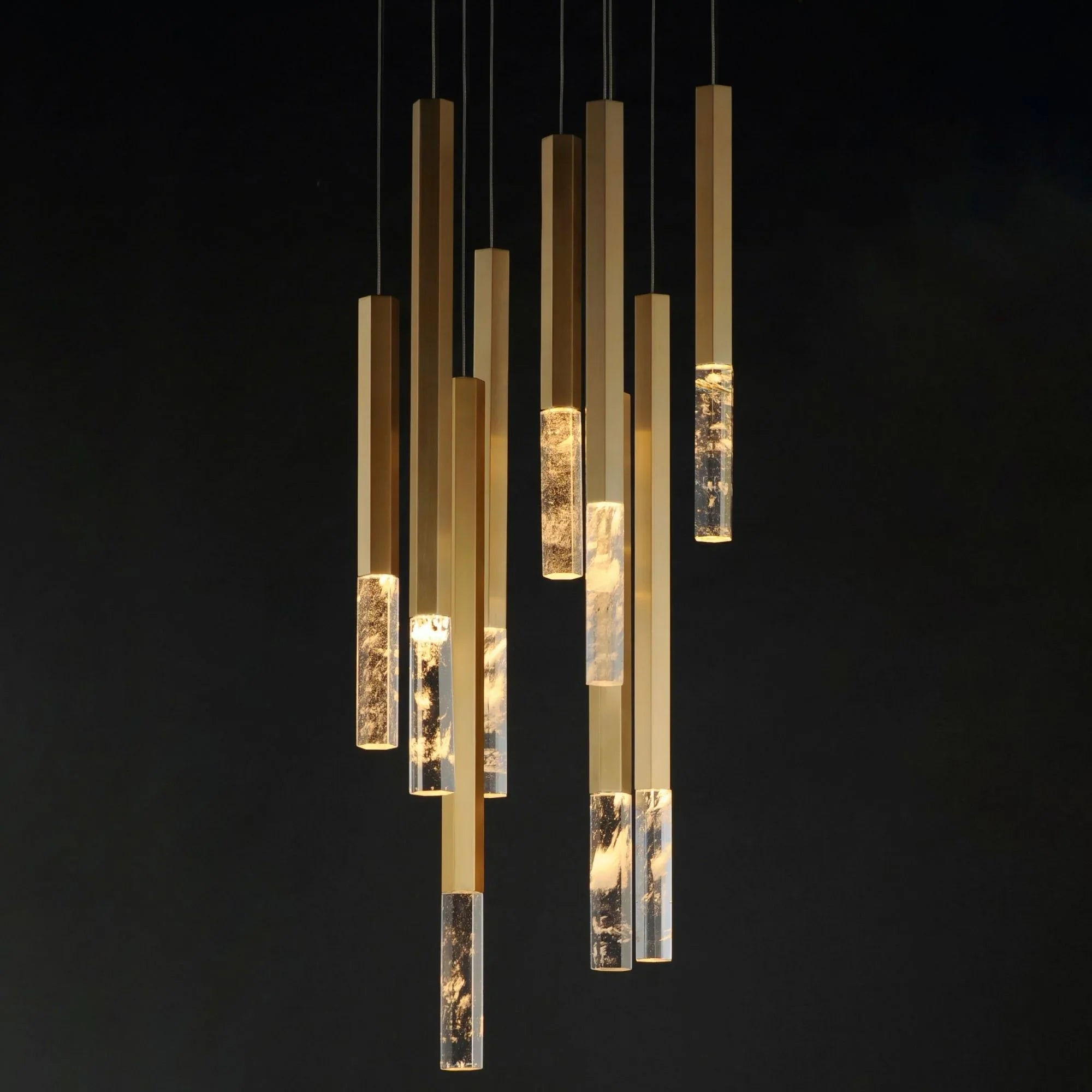 ET2 Lighting - Diaphane 15" 9-Light LED Pendant, Gold Finish | Bees Lighting