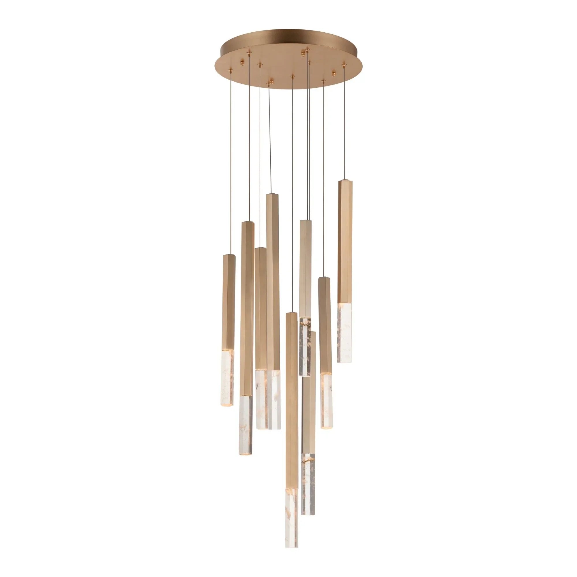 ET2 Lighting - Diaphane 15" 9-Light LED Pendant, Gold Finish | Bees Lighting