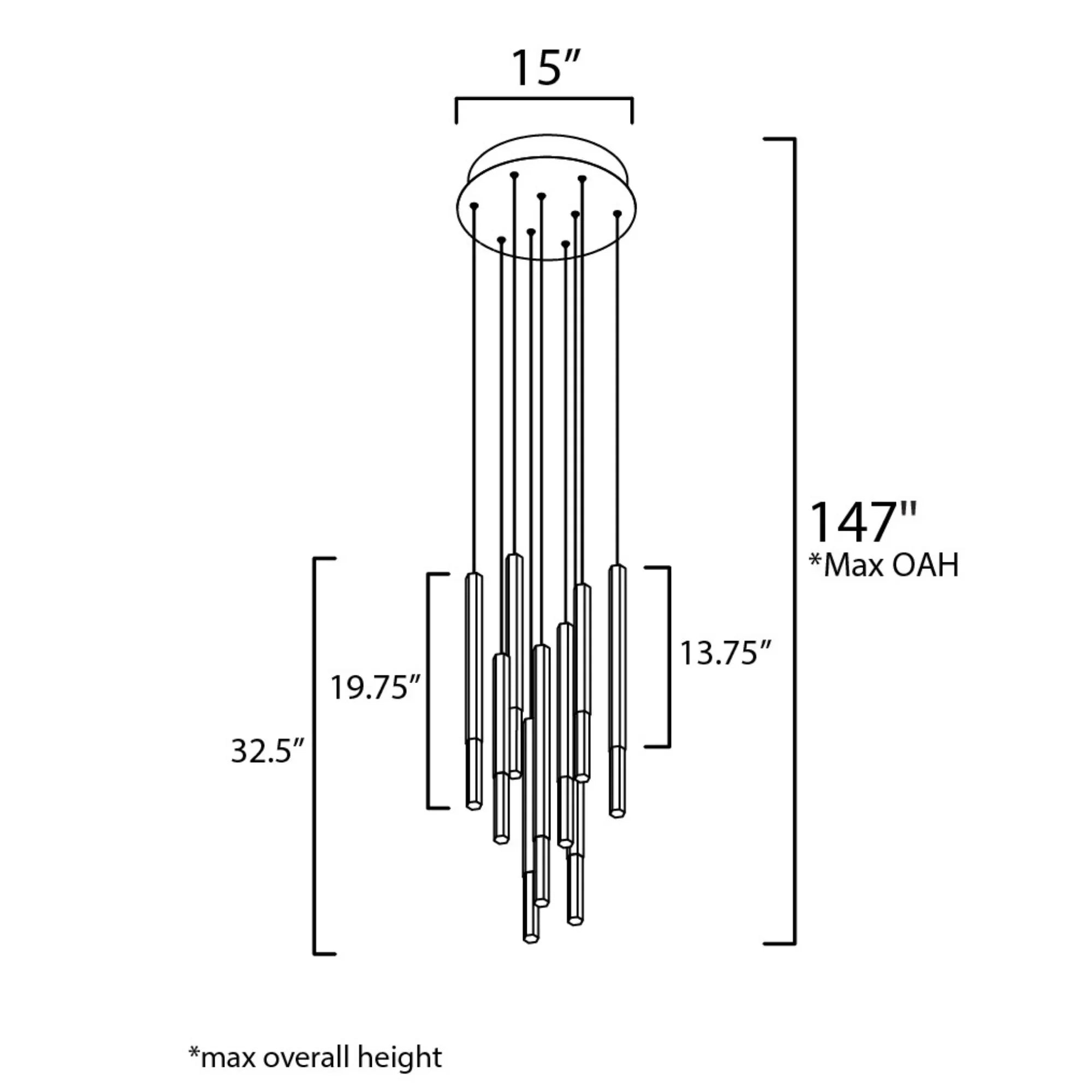 ET2 Lighting - Diaphane 15" 9-Light LED Pendant, Gold Finish | Bees Lighting