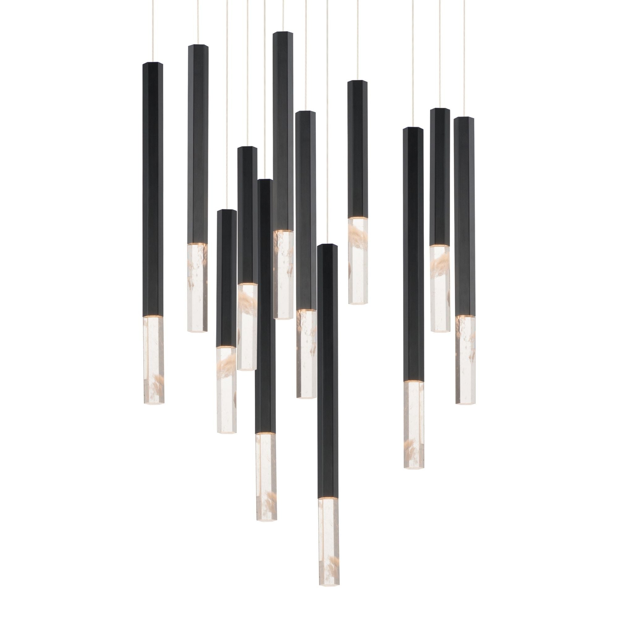 Diaphane 28" 12-Light LED Pendant, Black Finish