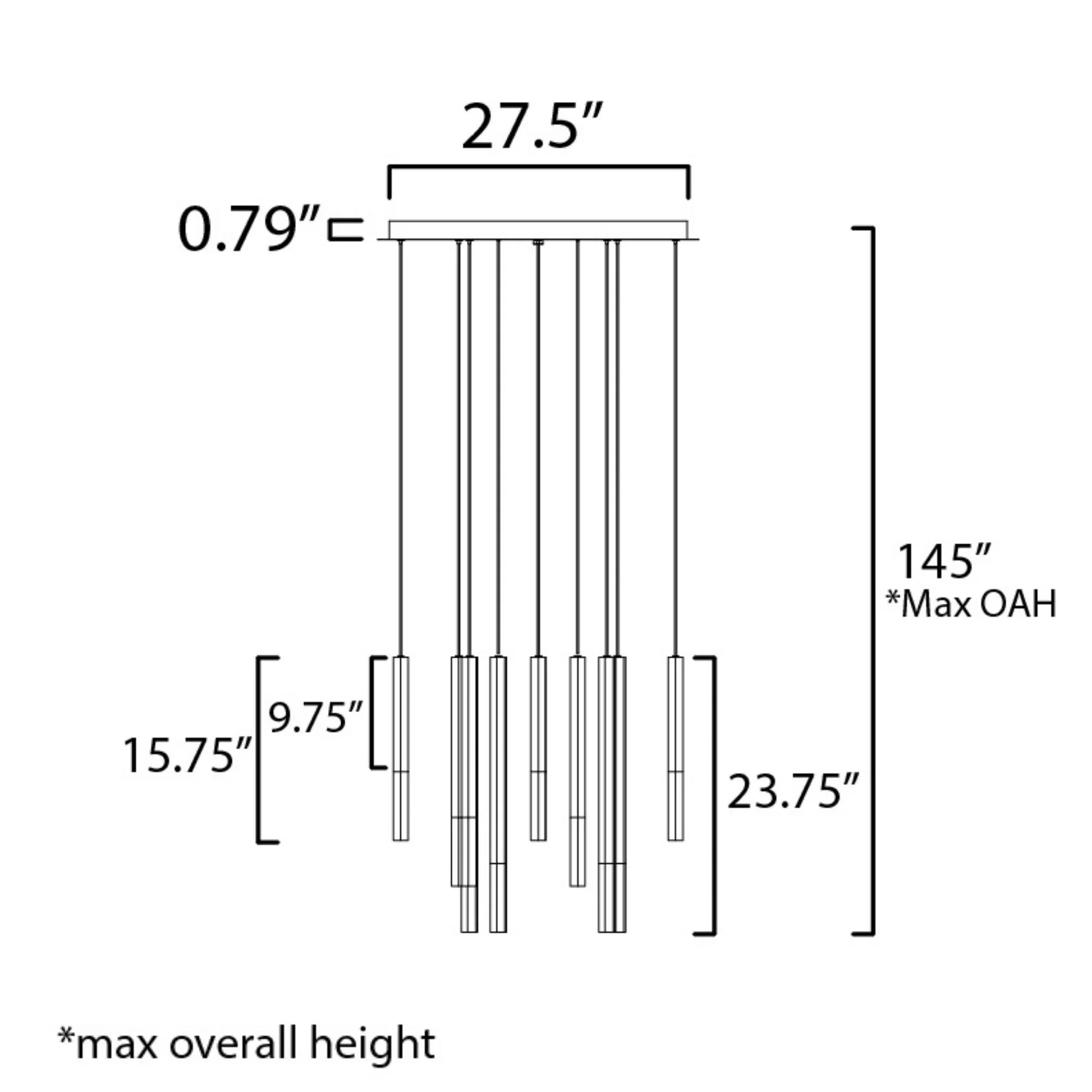 ET2 Lighting - Diaphane 28" 12-Light LED Pendant, Black Finish | Bees Lighting