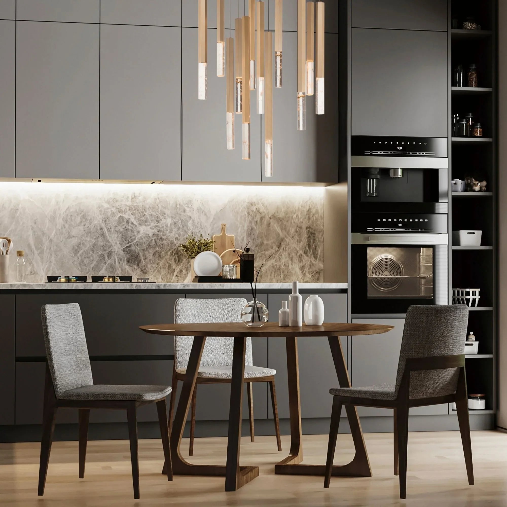 Diaphane 28" 12-Light LED Pendant, Gold Finish