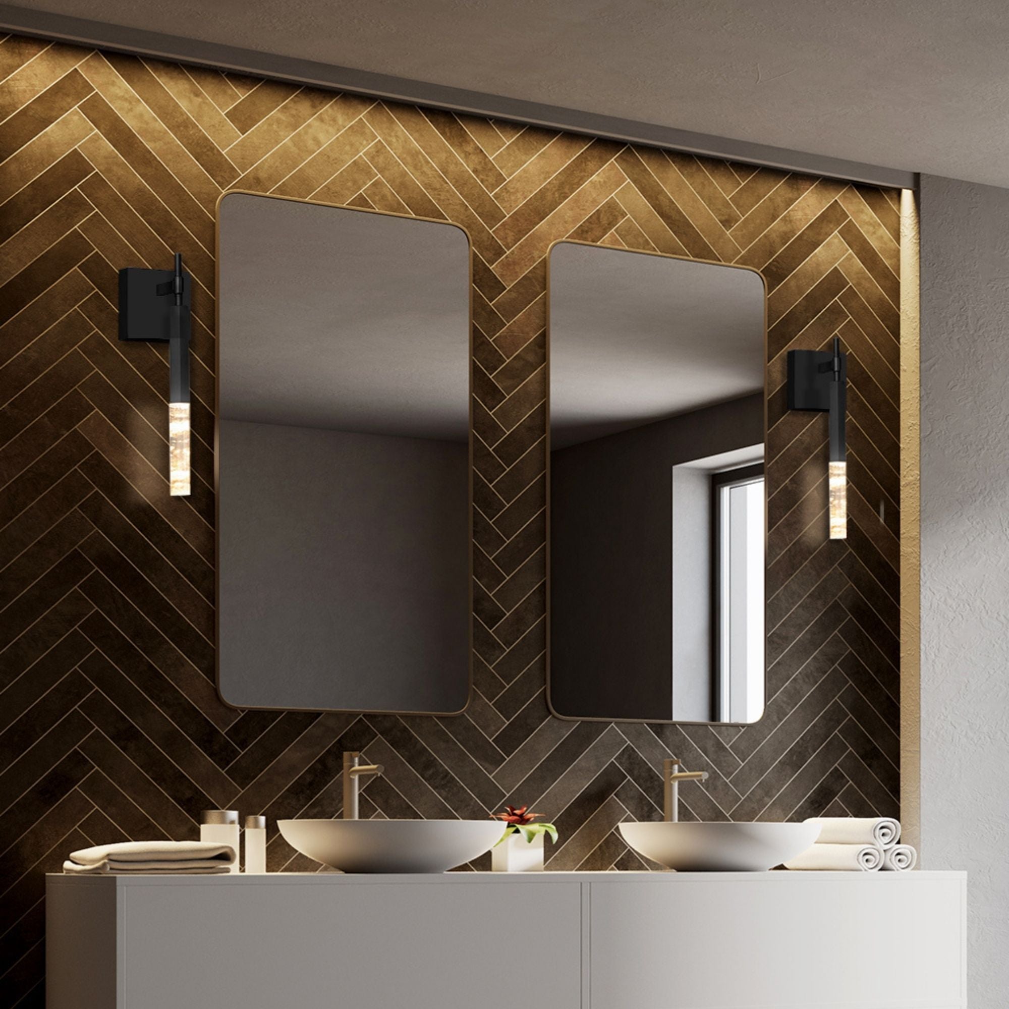 Diaphane 16" LED Wall Sconce, Black Finish
