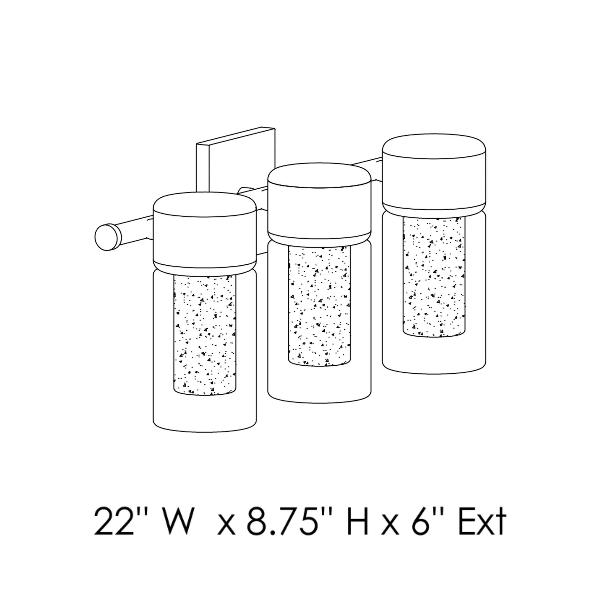 ET2 Lighting - Dram 22" 3-Light LED Bath Sconce, Black Finish | Bees Lighting