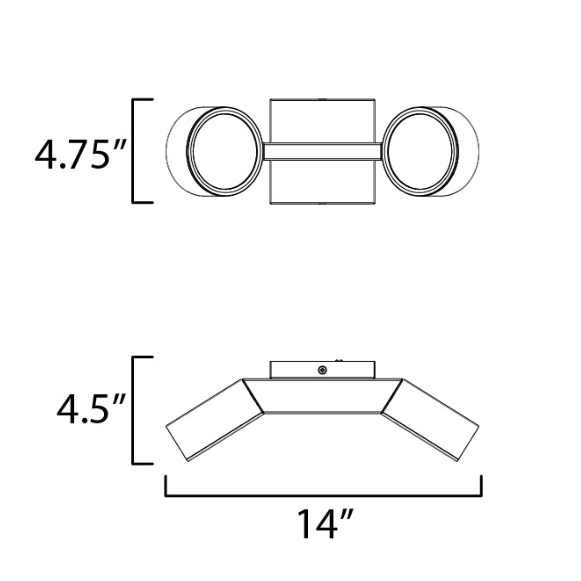ET2 Lighting - Embrace 14" 2-Light LED Wall Sconce, Black Finish | Bees Lighting