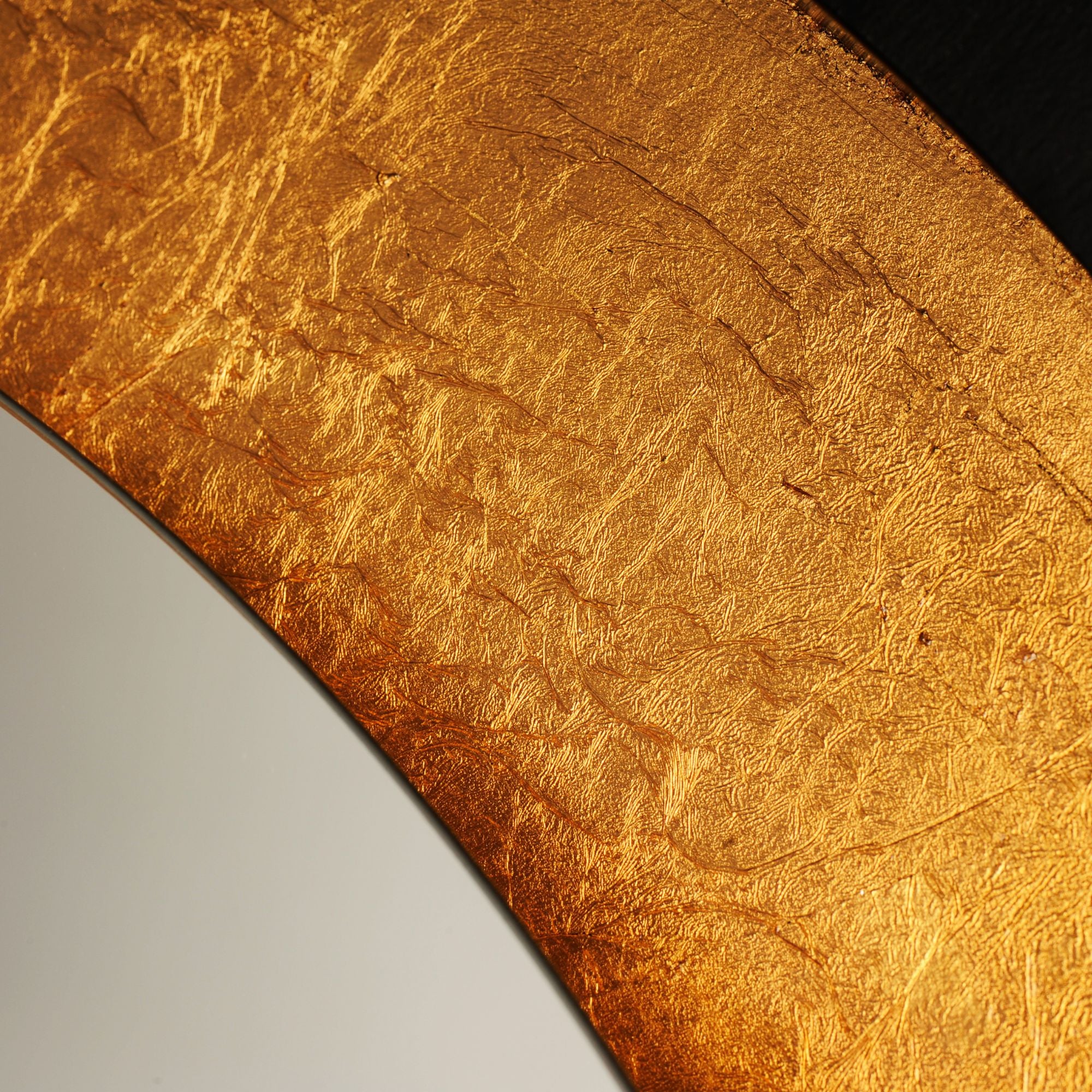 Floating 31.5" Square LED Mirror, Gold Leaf & Black Finish