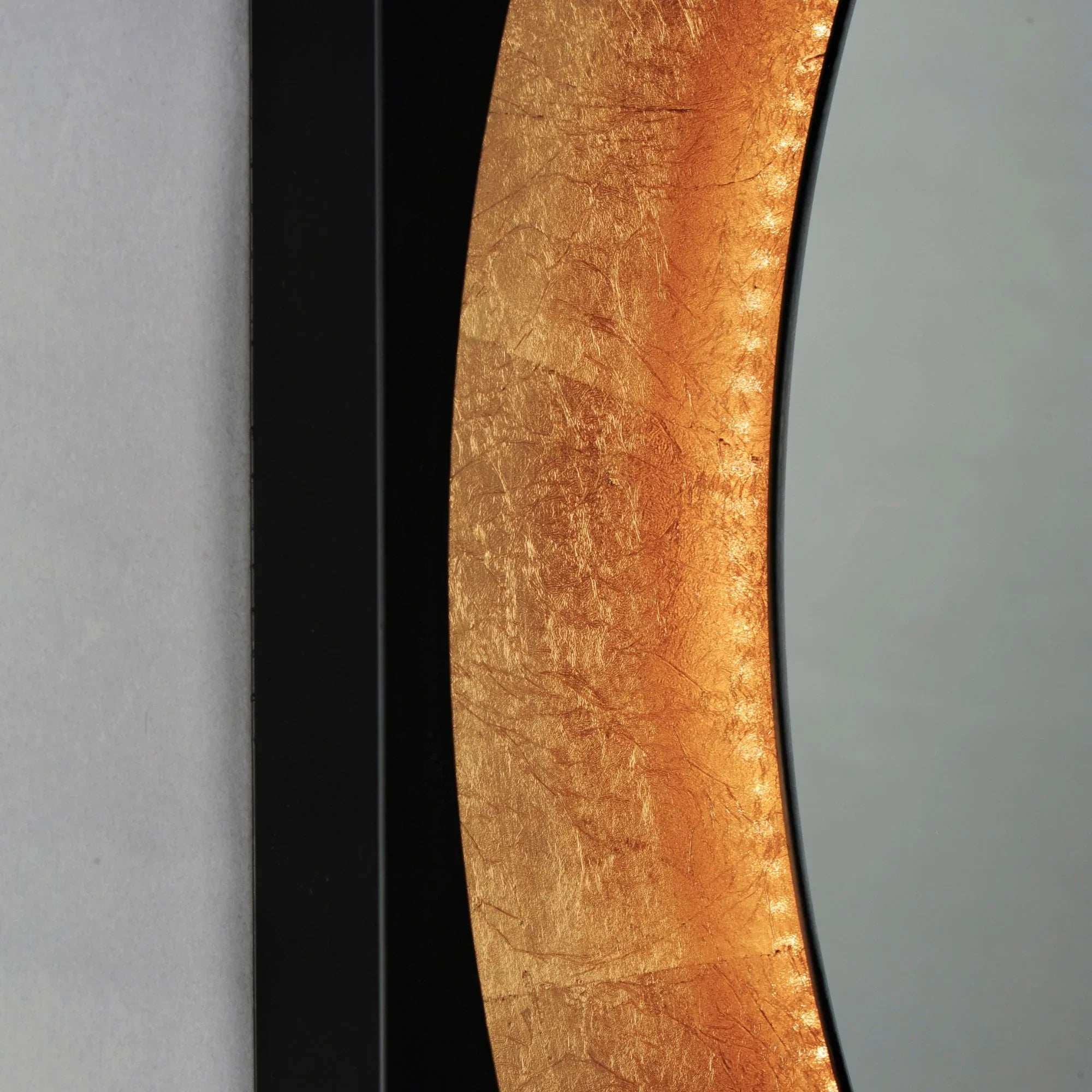 Floating 31.5" Square LED Mirror, Gold Leaf & Black Finish