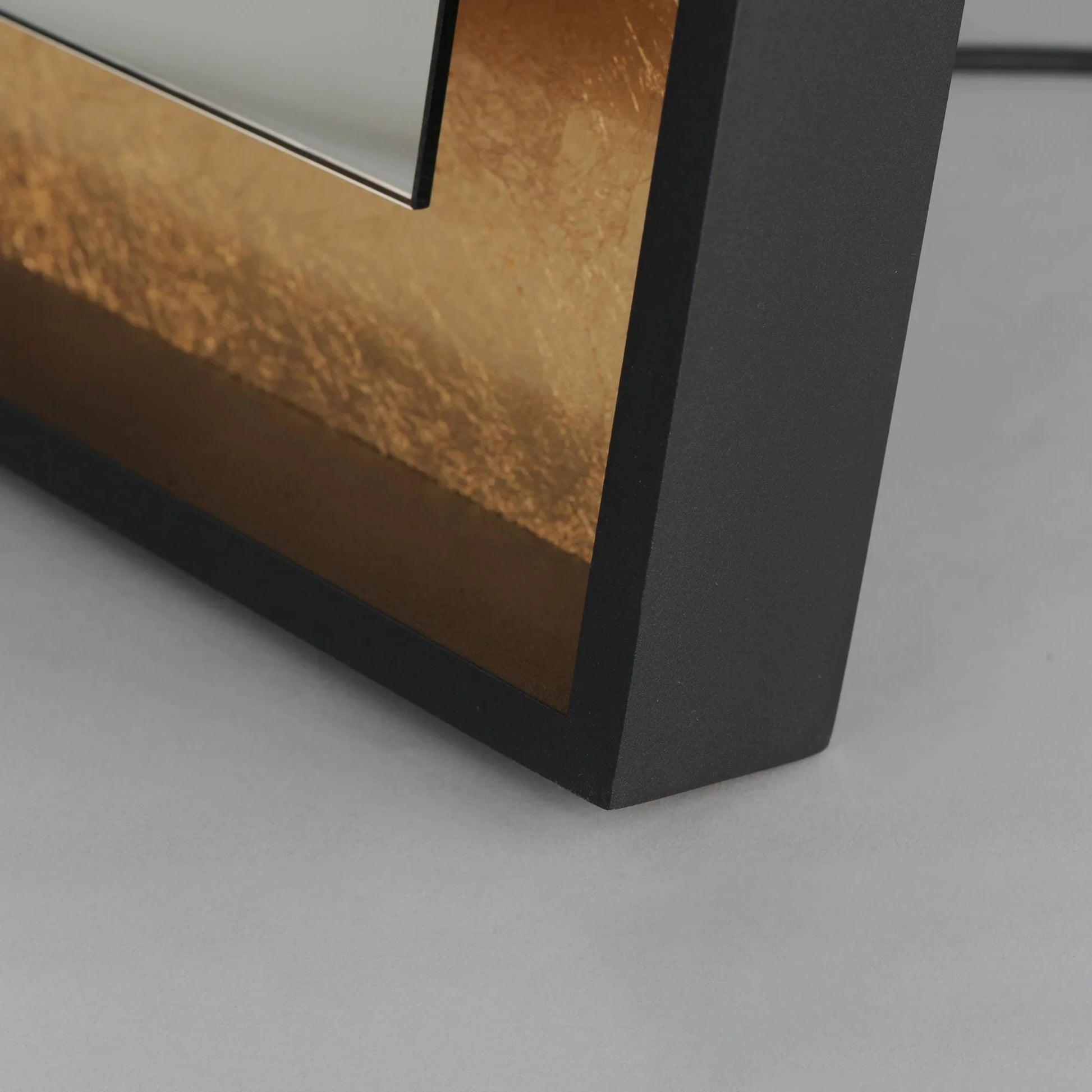 ET2 Lighting - Floating 30" x 67" Free Standing LED Mirror, Gold Leaf & Black Finish | Bees Lighting