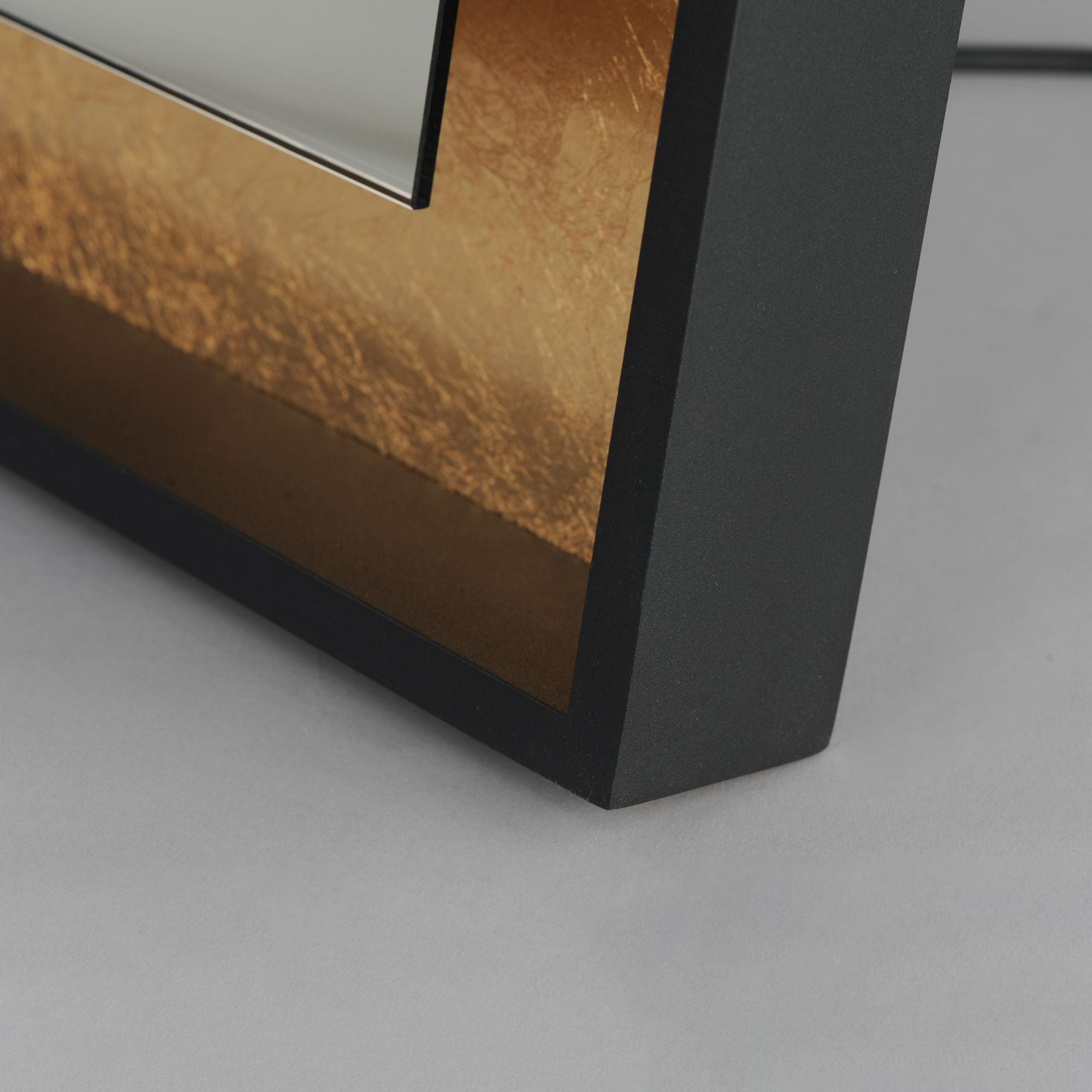 Floating 30" x 67" Free Standing LED Mirror, Gold Leaf & Black Finish